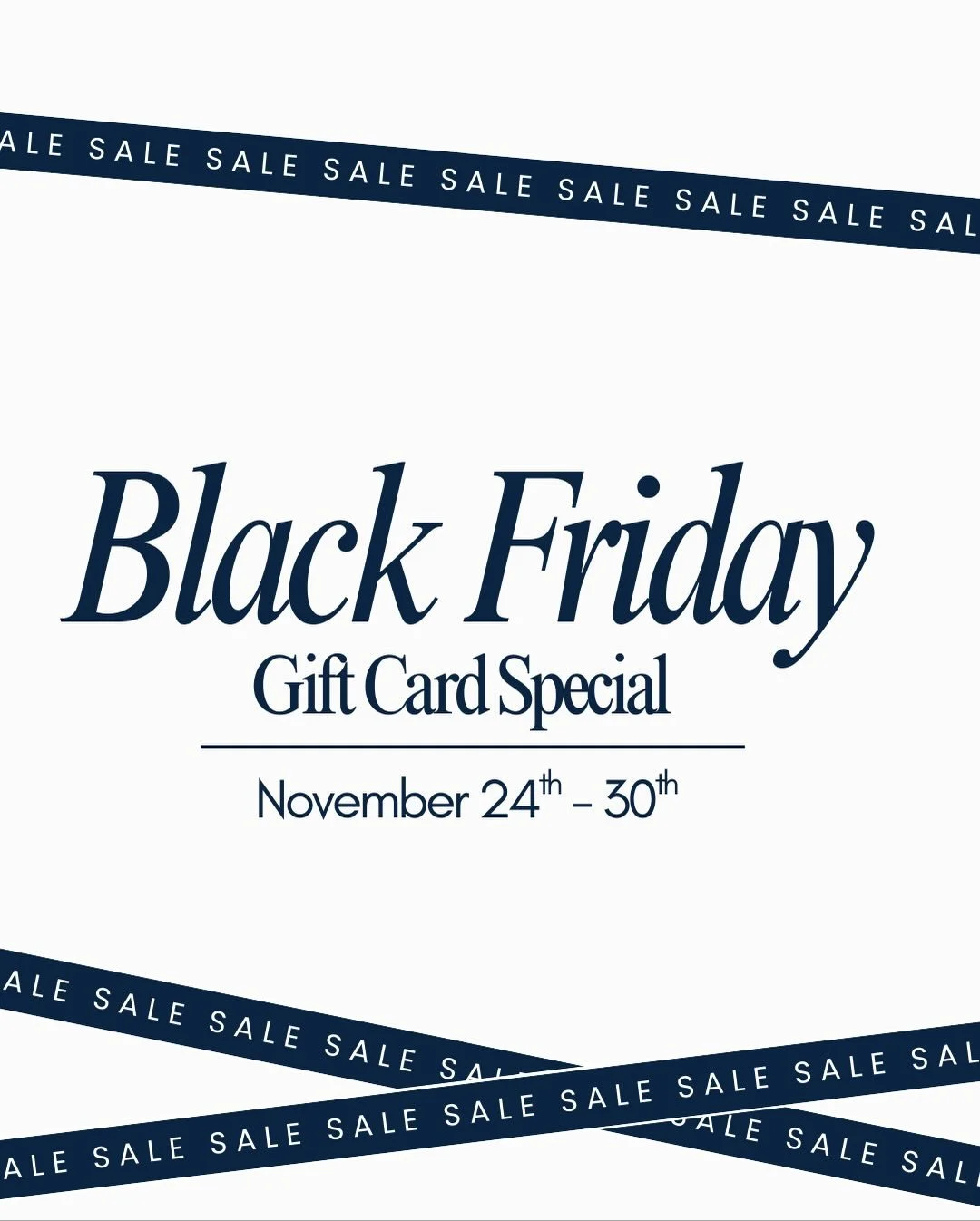 Black Friday came EARLY this year! 🖤

From November 24-30, score BIG with our GIFT CARD SPECIAL &mdash; the more you buy, the more you earn! Earn a $25 credit for every $100 spent OR earn $300 when you spend $1000! 

Perfect for holiday gifting (or 