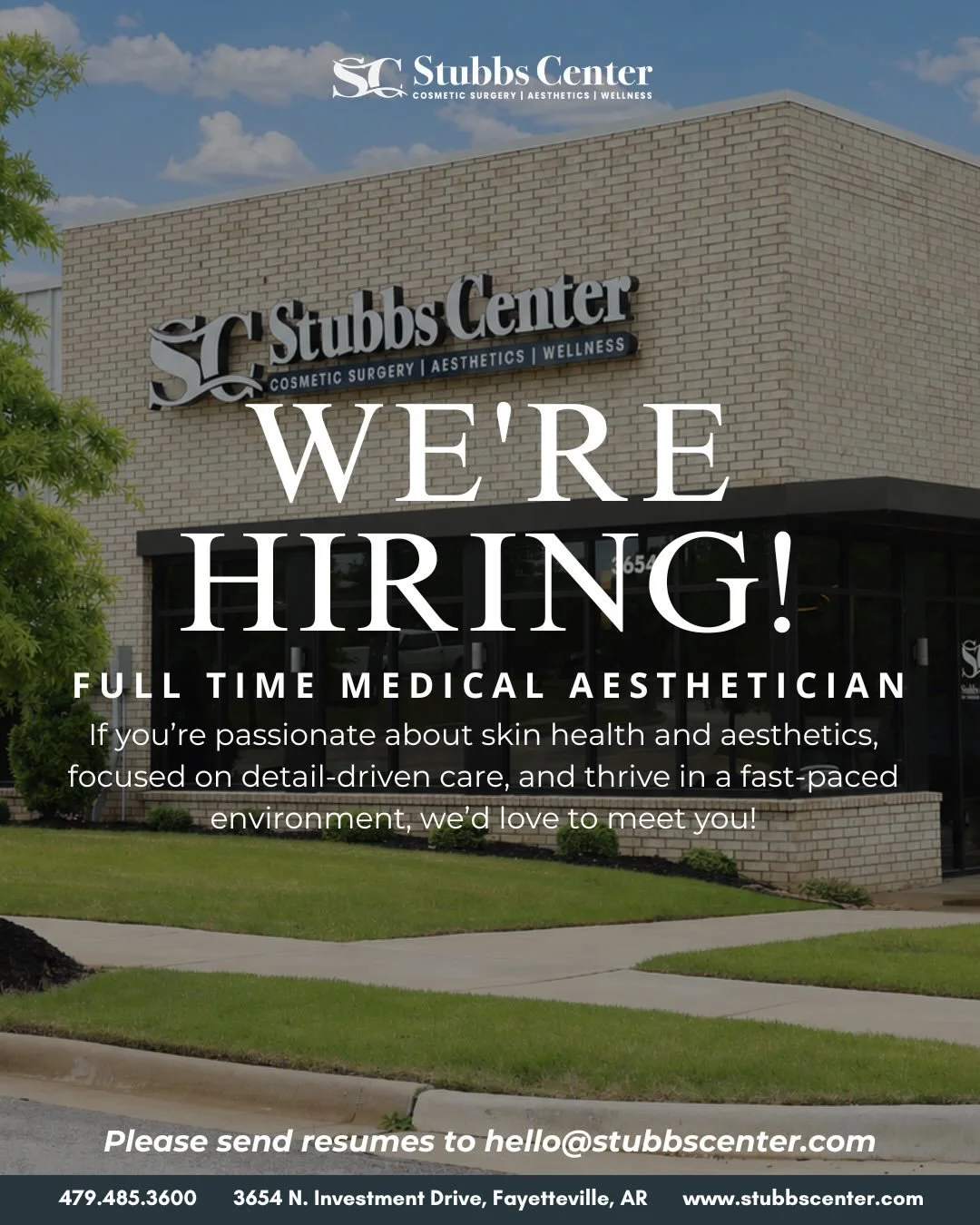 We&rsquo;re incredibly sad to see @lydiakatebeauty leave, but so proud of her and excited for her next chapter! She&rsquo;s made such a meaningful impact on our team and our patients. 🤍

With that, we&rsquo;re now looking for a Full-Time Medical Aes