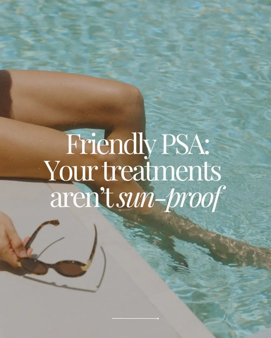 Just a reminder that laying in the sun undoes a lot more than you think! ☀️ 

If you&rsquo;ve invested money and time on lasers, microneedling, peels, or even just a solid skincare routine &mdash; unprotected sun exposure works against all of it. 

S