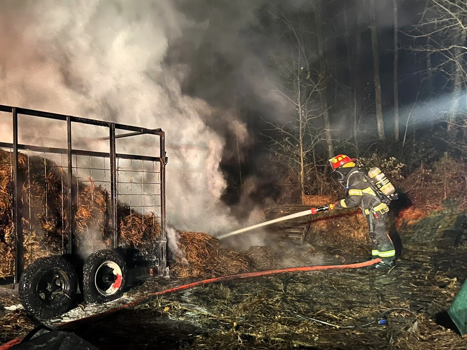 Pine Straw Trailer Fire