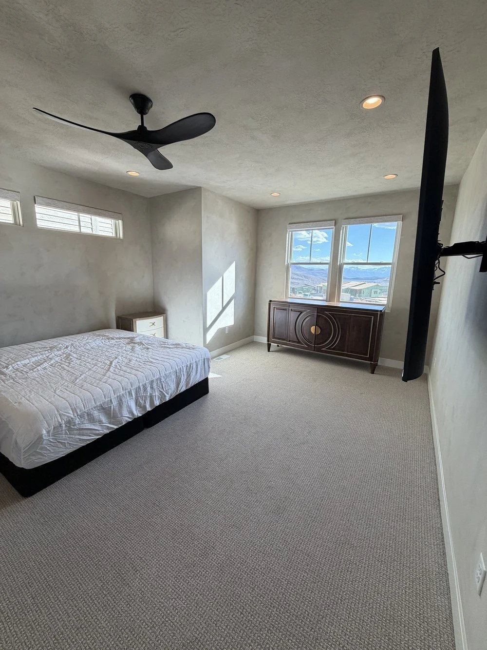 Custom interior limewash finish on walls and ceilings completed by Element Coatings in Salt Lake City, Utah.