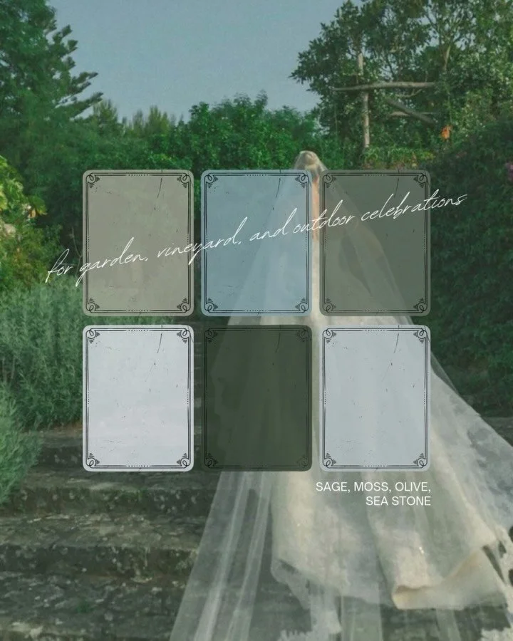 Our colour forecast for the seasons ahead and our current favourite palettes for bridal styling. 

These are the tones we see defining modern weddings and what we would love to see from our brides in the coming year. 

Save this palette for later, lo