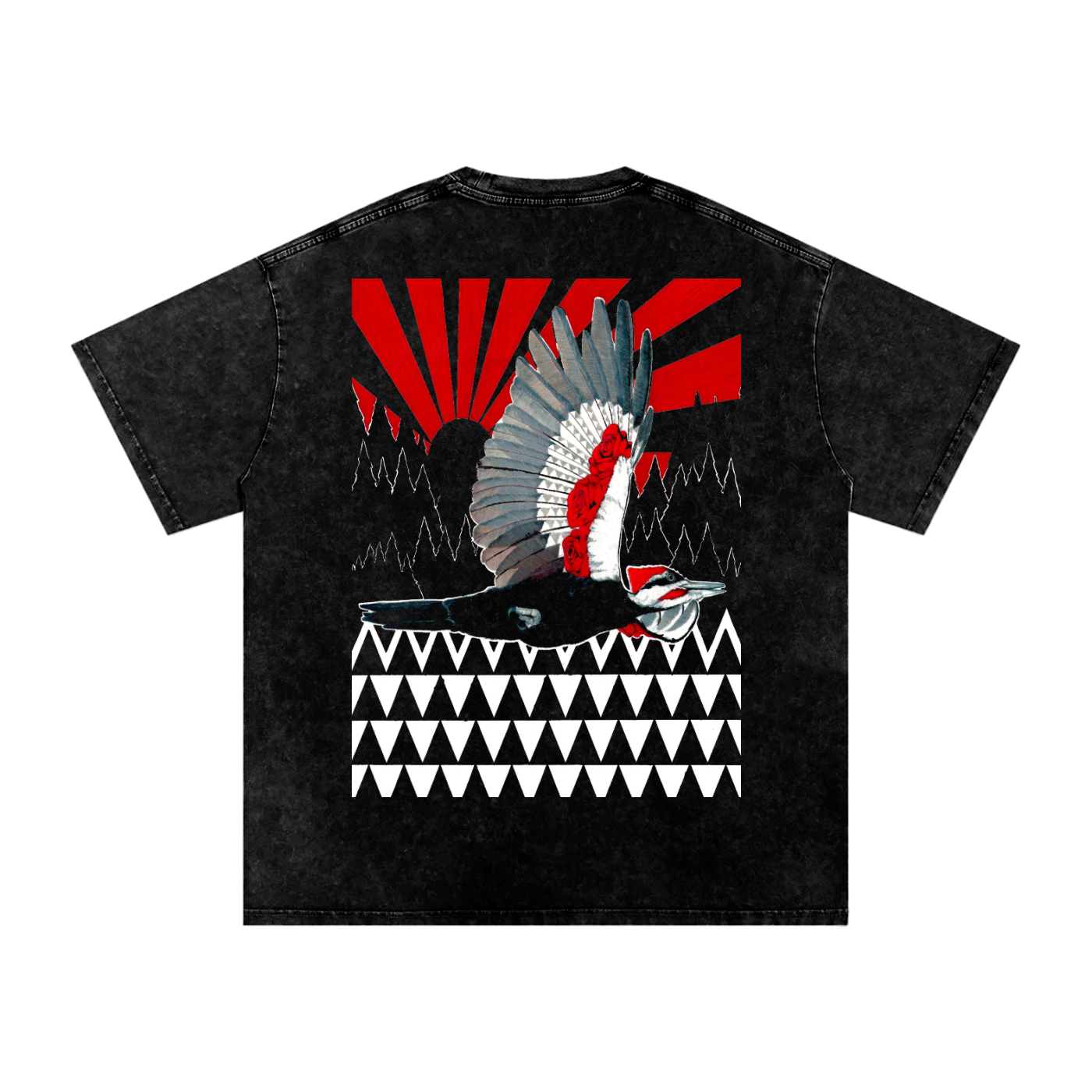 WOODPECKER / Snow Washed Oversized Cotton T-Shirt