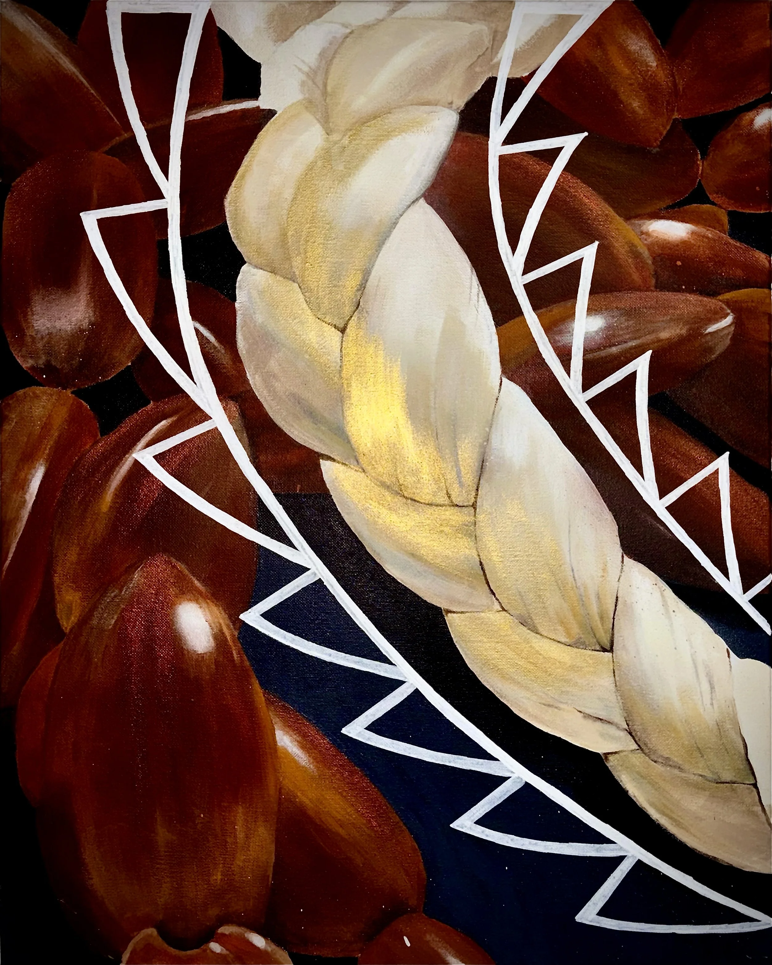 PINE NUTS,  BRAIDED HIDE