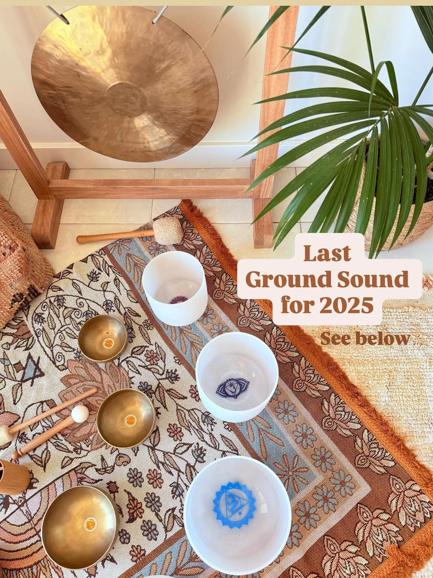 Hi friends 👐🏼

There&rsquo;s just 3 spots left for the last Ground Sound next Friday 21st ~ 12.30-2pm

A beautiful nourishing session to give you a little reset before the lead into the festive season. 

Then I&rsquo;ll be having a nice big break f