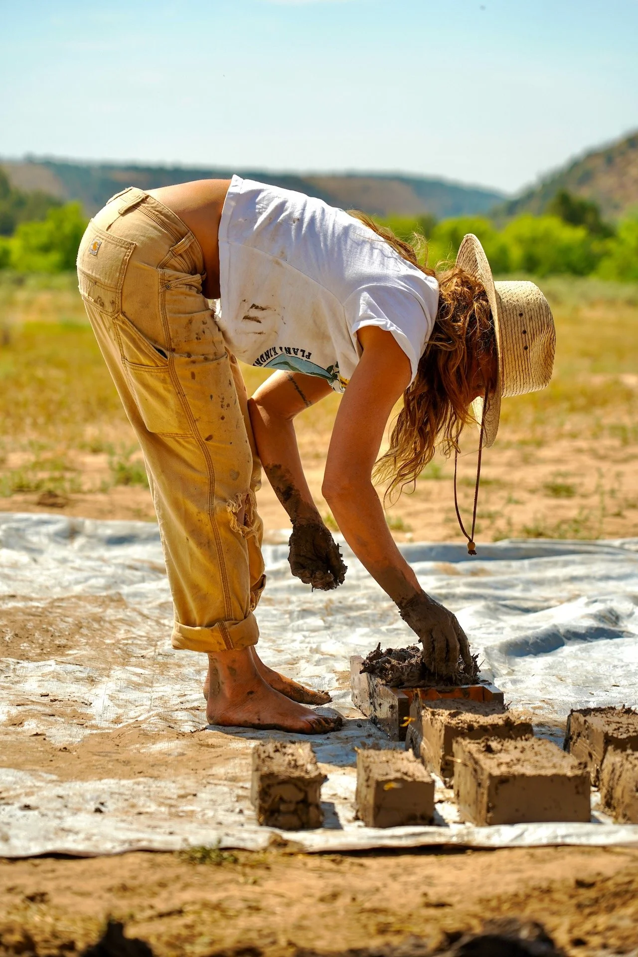 Making adobe bricks