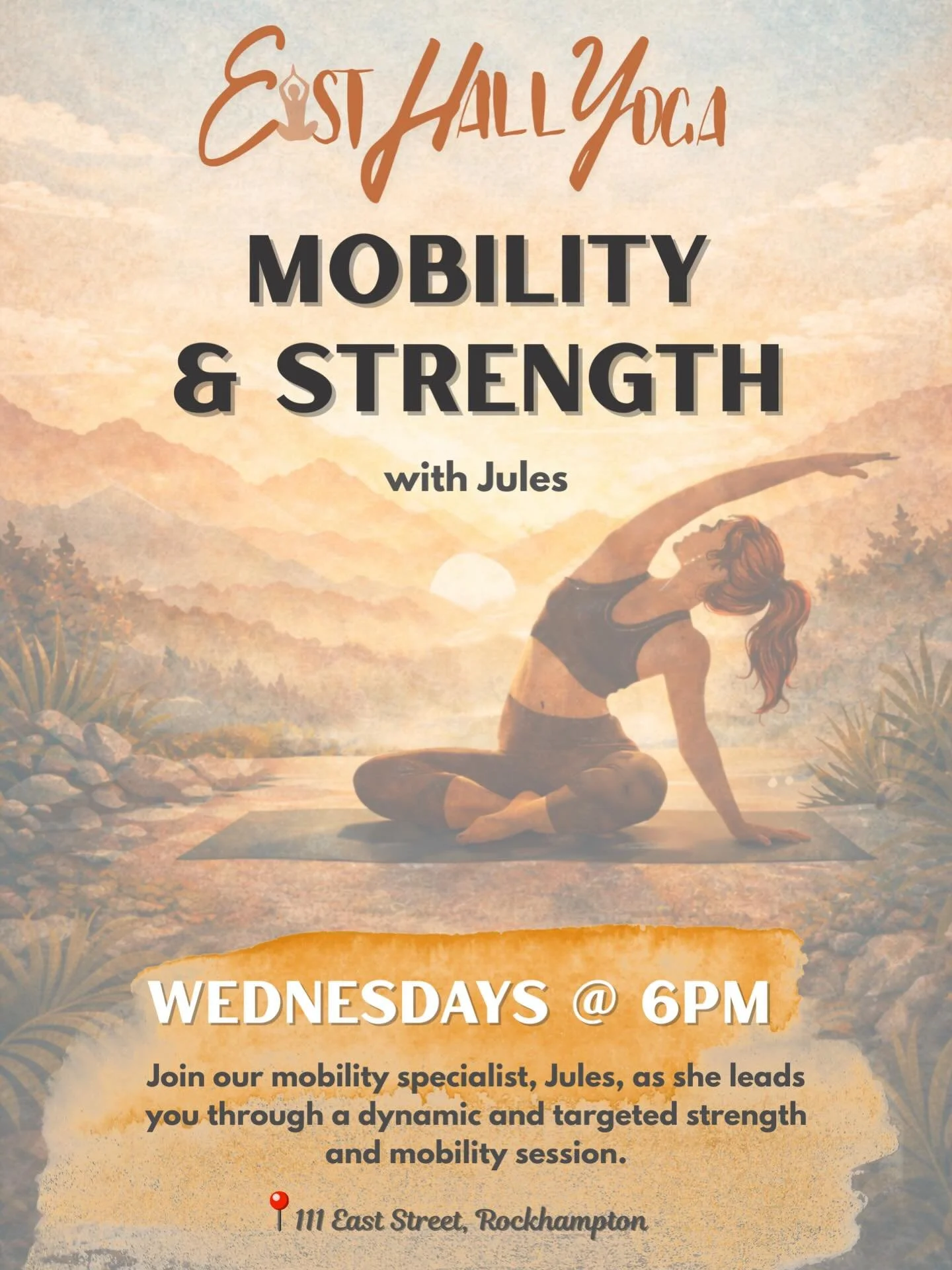 Mobility &amp; Strength with Jules ✨
Wednesdays at 6pm

Build strength, unlock tight areas, and move with more freedom in this dynamic but supportive class led by our mobility expert, Jules. Expect intentional movement, joint-loving sequences, and op