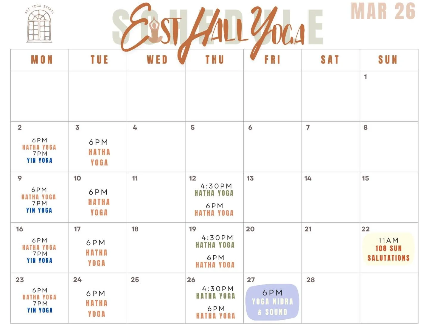 With only one week left in March, we can move our gaze to April. You&rsquo;ll notice some interesting aspects to the April calendar! 

Start planning your yoga practice 🧡✨

111 East Street, Rockhampton 
🔗easthall.org/yoga