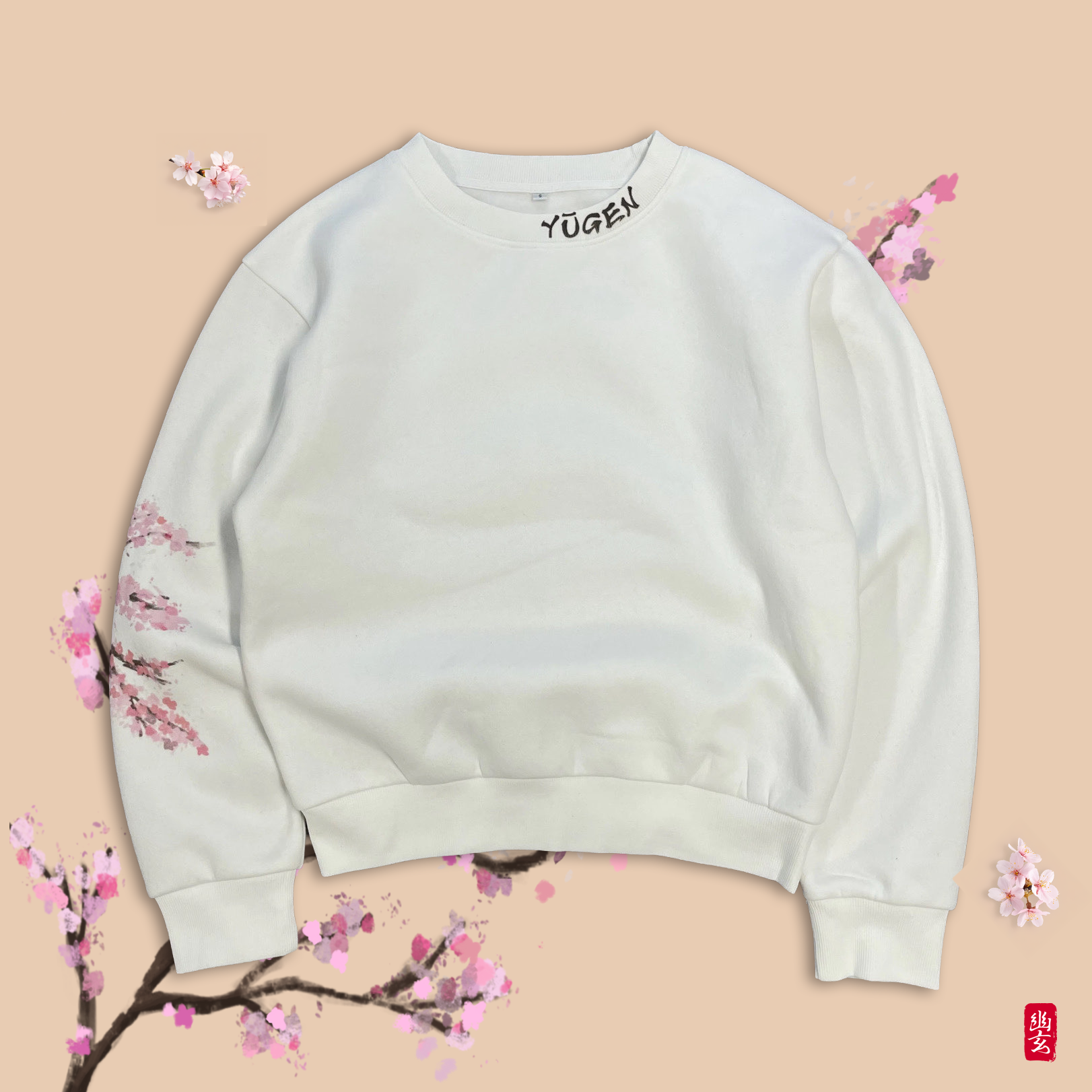 YUGEN BASICS - Sakura Tree White Sweatshirt