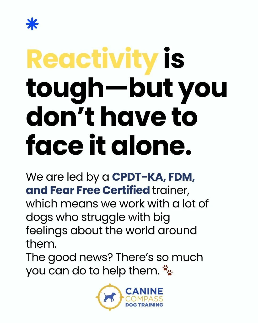 Reactivity isn’t about your dog being stubborn or ‘bad’ — it’s their way of saying they’re overwhelmed. By using positive, science-based training, you can help them build confidence, feel safer, and respond more ca