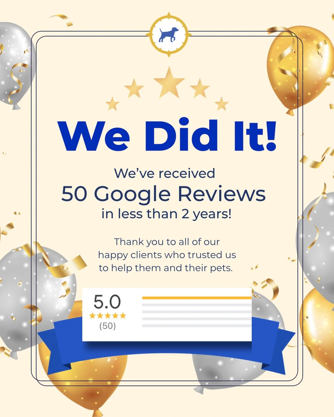 A Note of Heartfelt Thanks 🐾✨

I have been reflecting on how far we&rsquo;ve come as we approach our 2-year anniversary of being in business next month. I am so incredibly proud to share that our team has officially reached 50 five-star reviews in l