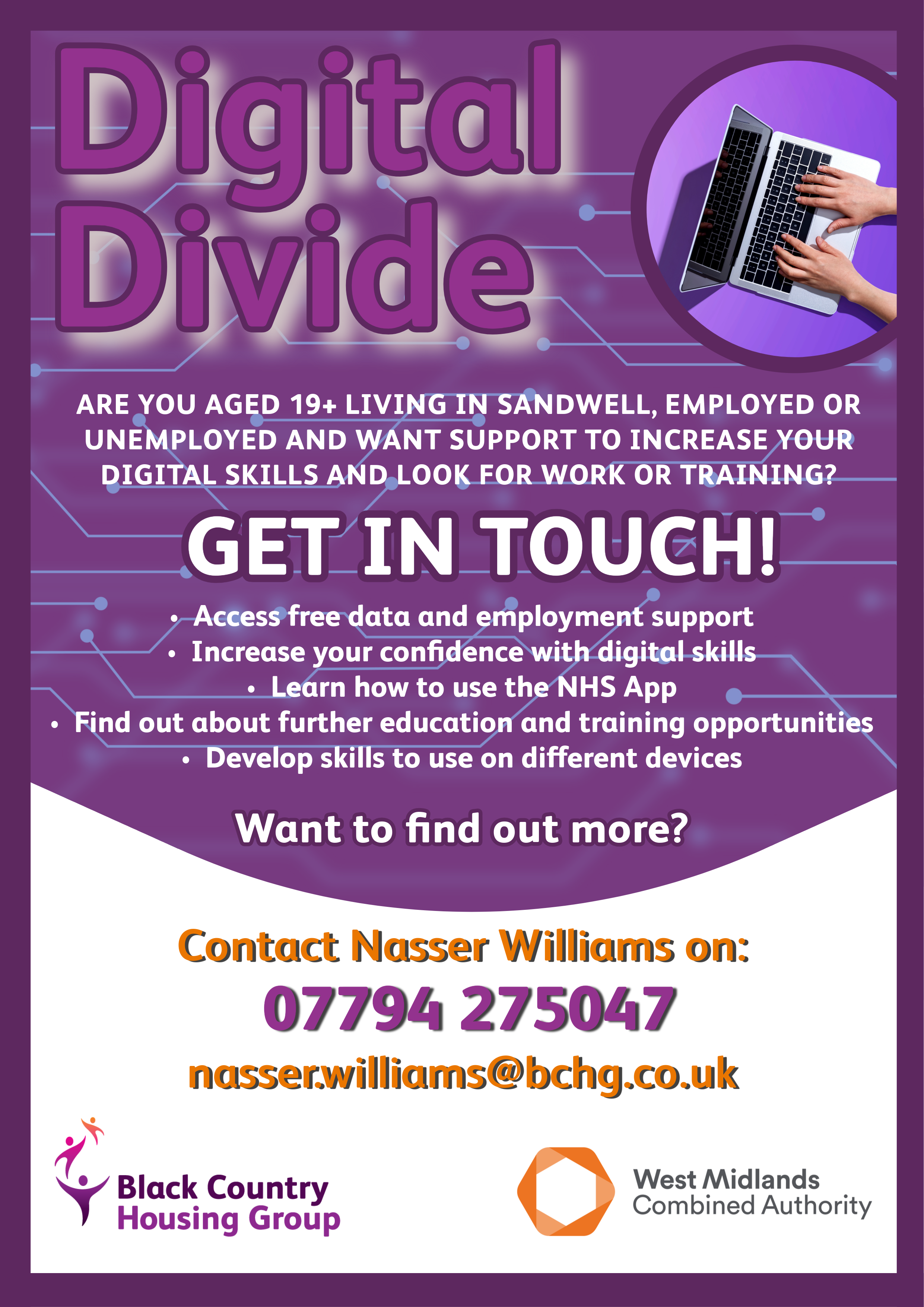 Digital Divide - 1-2-1 help and support available
