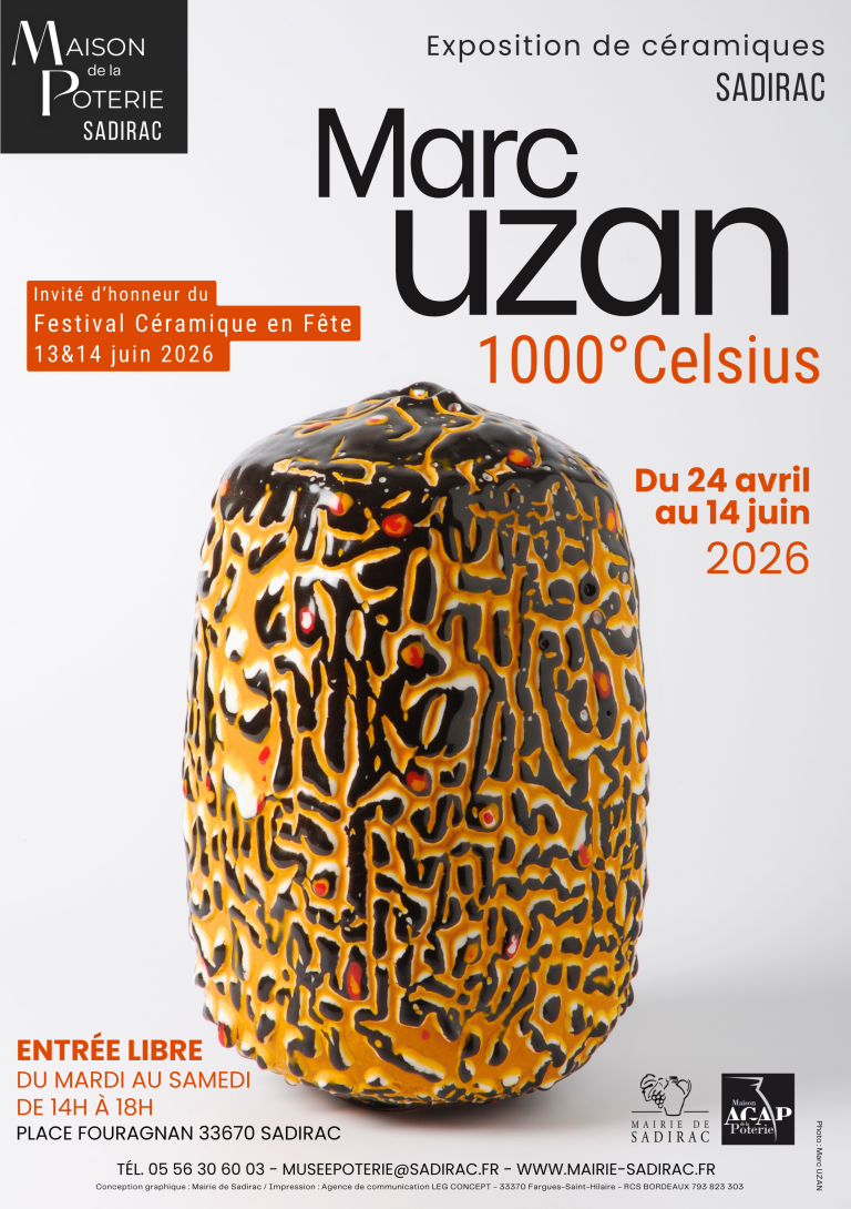 le festival céramique en fête se déroule à sadirac du 24 avril au 14 juin 2026 avec une exposition. le marché de potiers aura lieu les 13 et 14 juin. entrée libre.