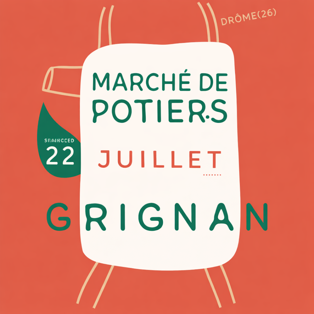 affiche du marché de potiers de grignan dans la drôme le 22 juillet 2026