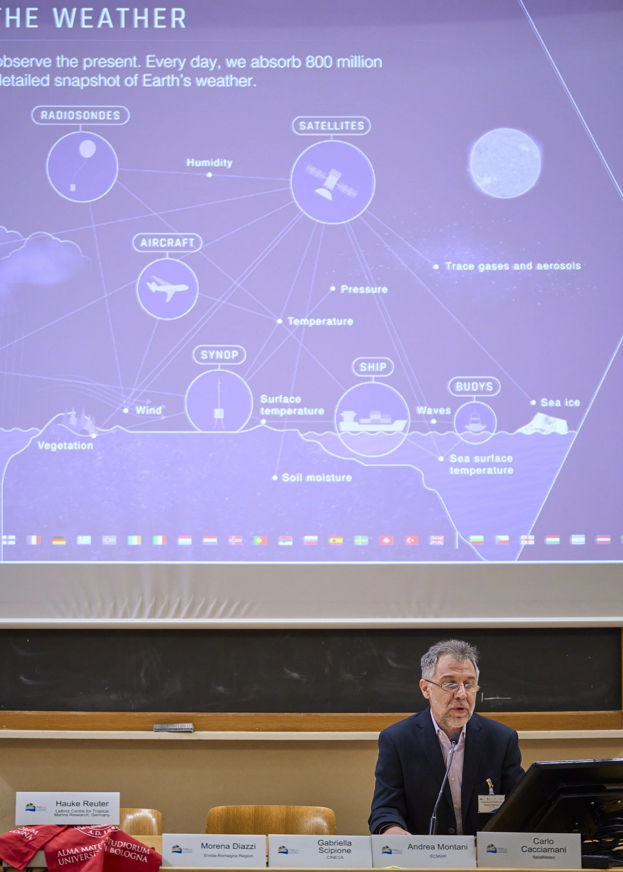 Speaker presenting at the University of Bologna workshop on sustainable coastal management