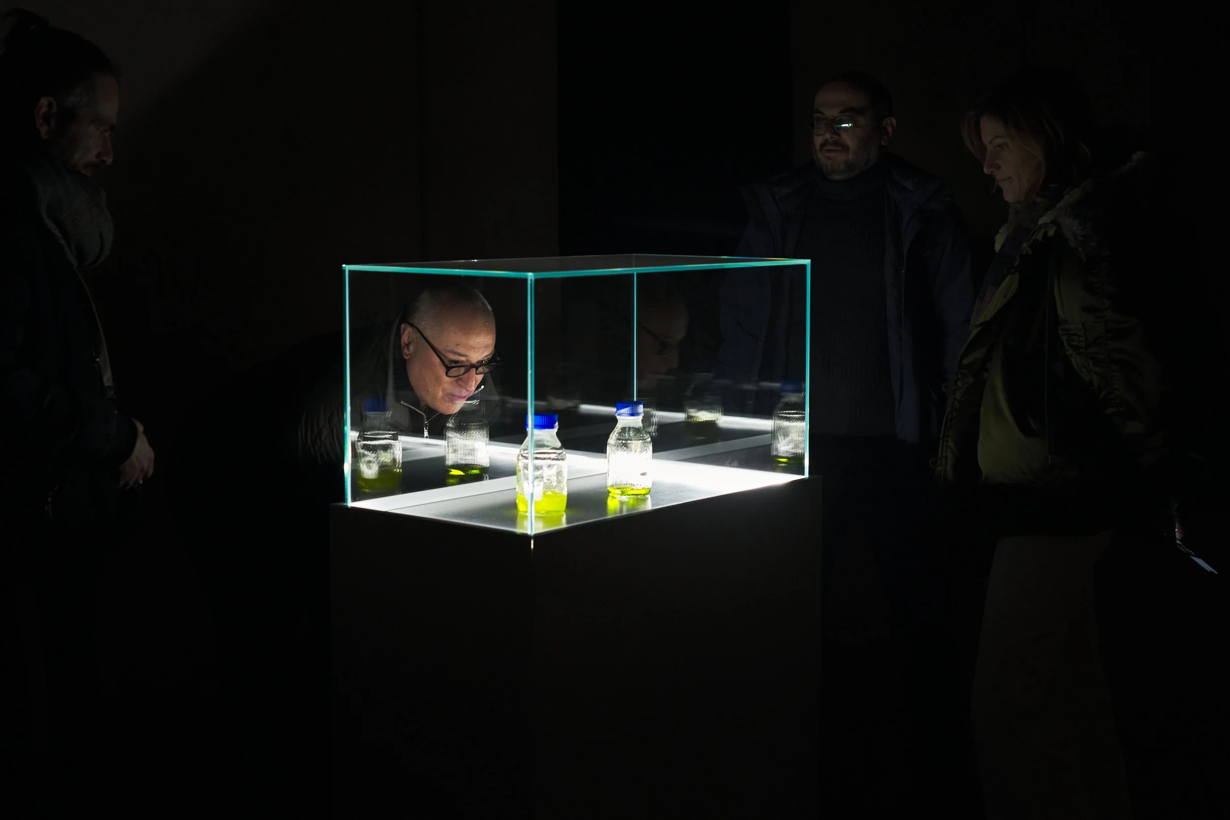 Visitors at the opening of Paolo Bufalini’s Argo, curated by Sineglossa