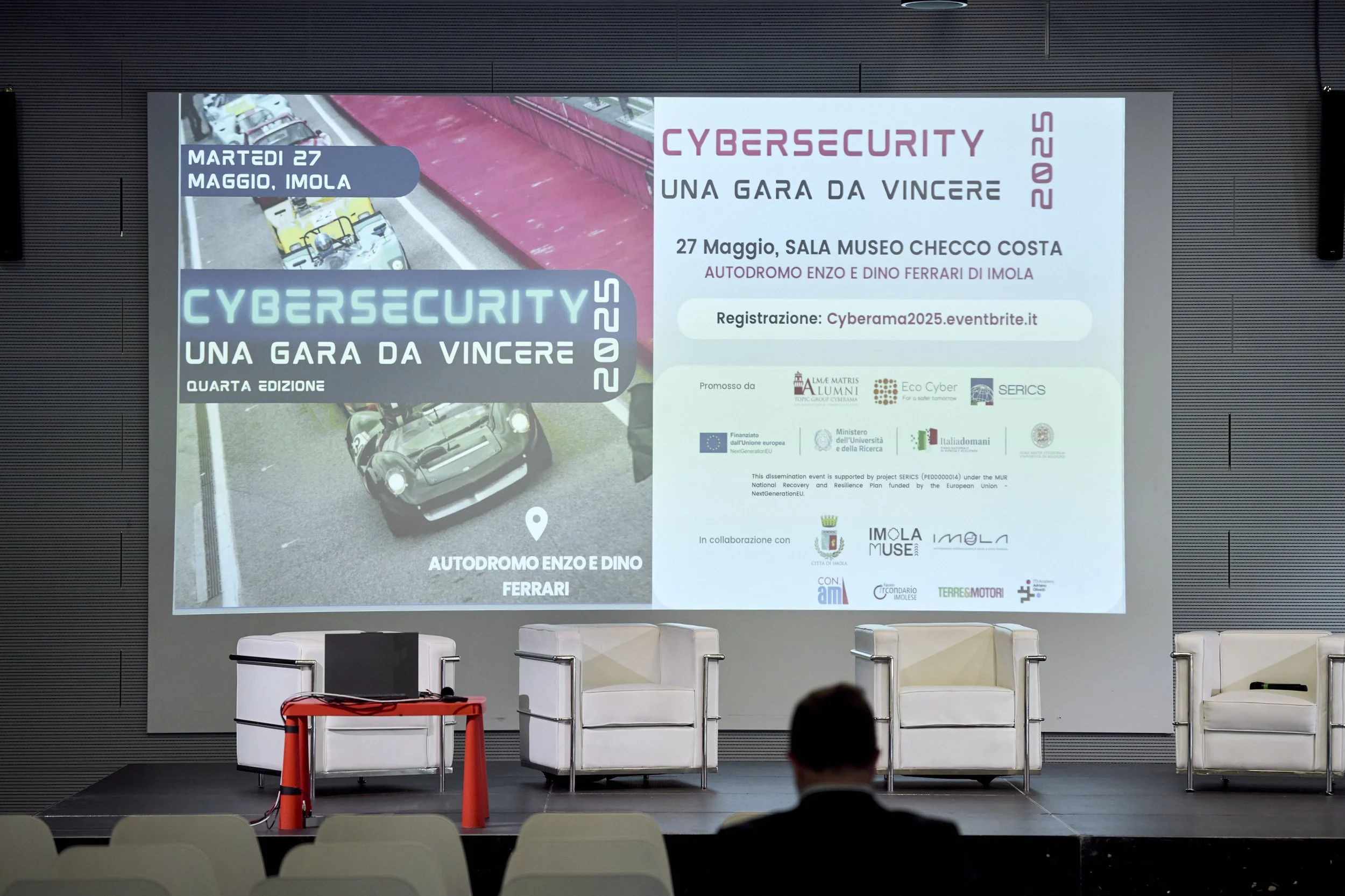 Cybersecurity panel discussion at Cyberama 2025, Autodromo Enzo e Dino Ferrari, Imola