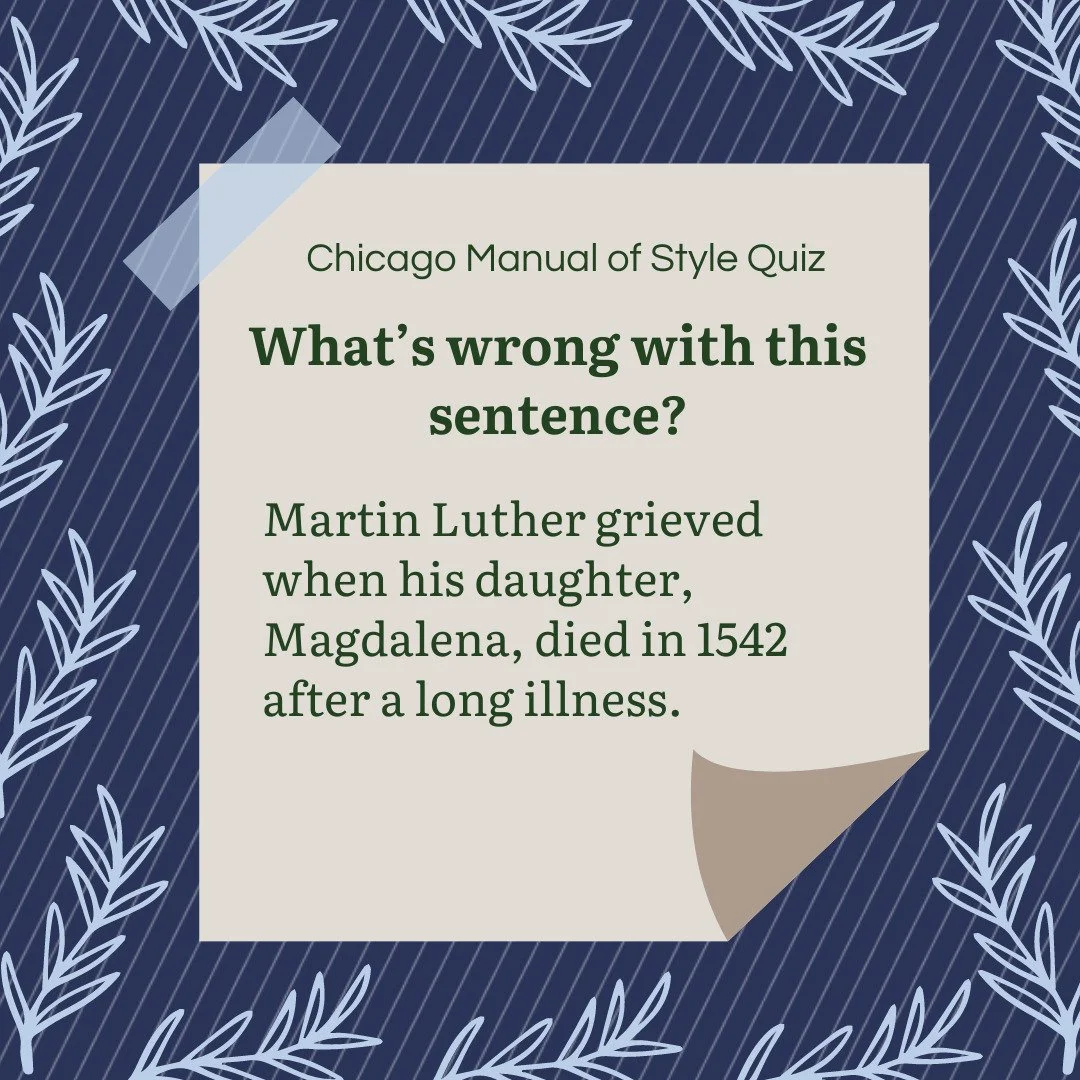 Chicago Manual of Style quiz #3.

This one is about commas with appositives. An appositive is a noun or noun phrase that renames or modifies another noun or noun phrase that precedes it. Both nouns refer to the same thing and are equivalent.

In this