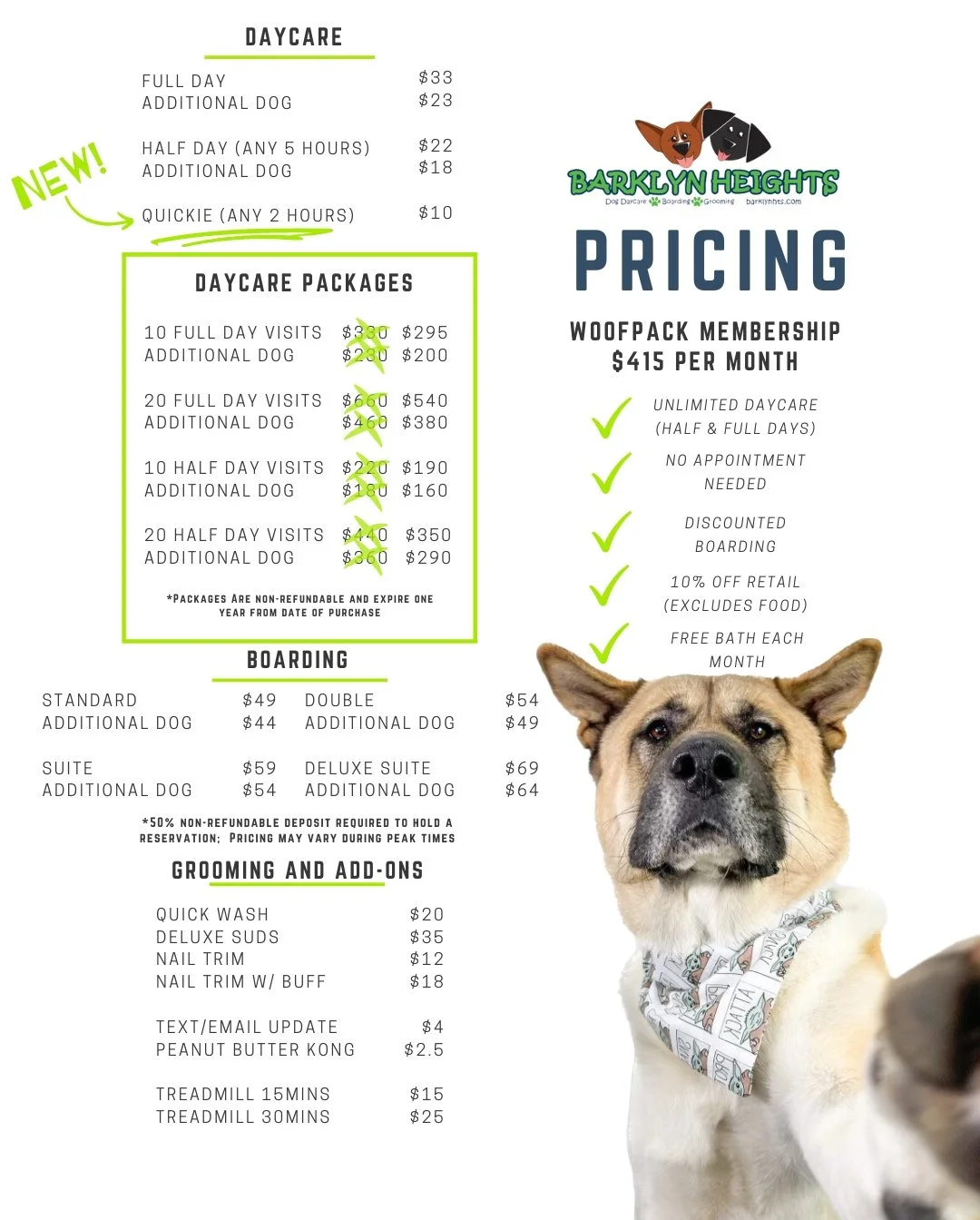 Pricing — Barklyn Heights Dog Daycare