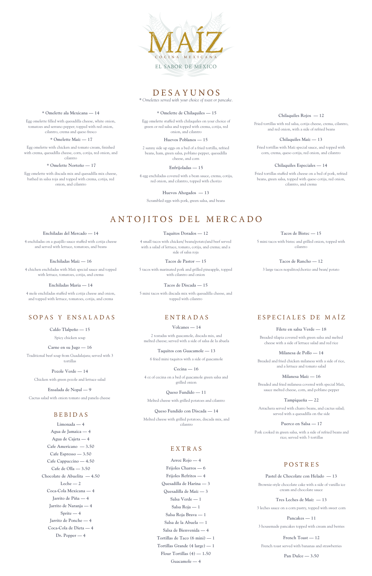 Maize Menu Menu — Maíz