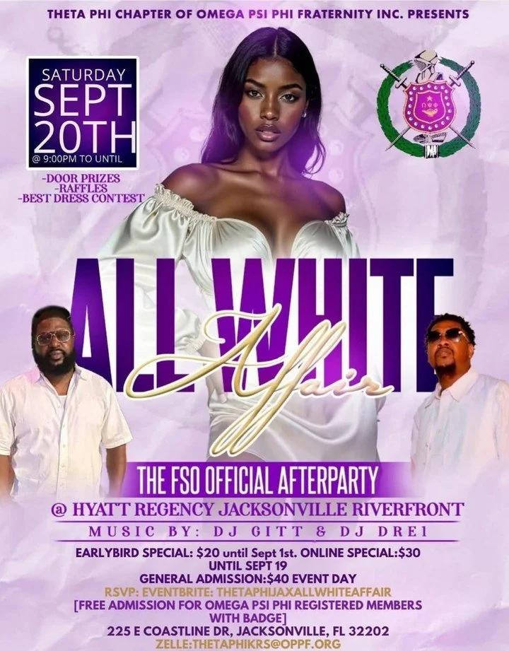 Get ready for a night of style, music, and celebration at the Official Afterparty for the Florida Ques’ 51st State Workshop — The All White Affair. Don’t miss it!
📅 Saturday, September 20, 2025 / 9:00 PM – Until
📍 Hyatt Reg