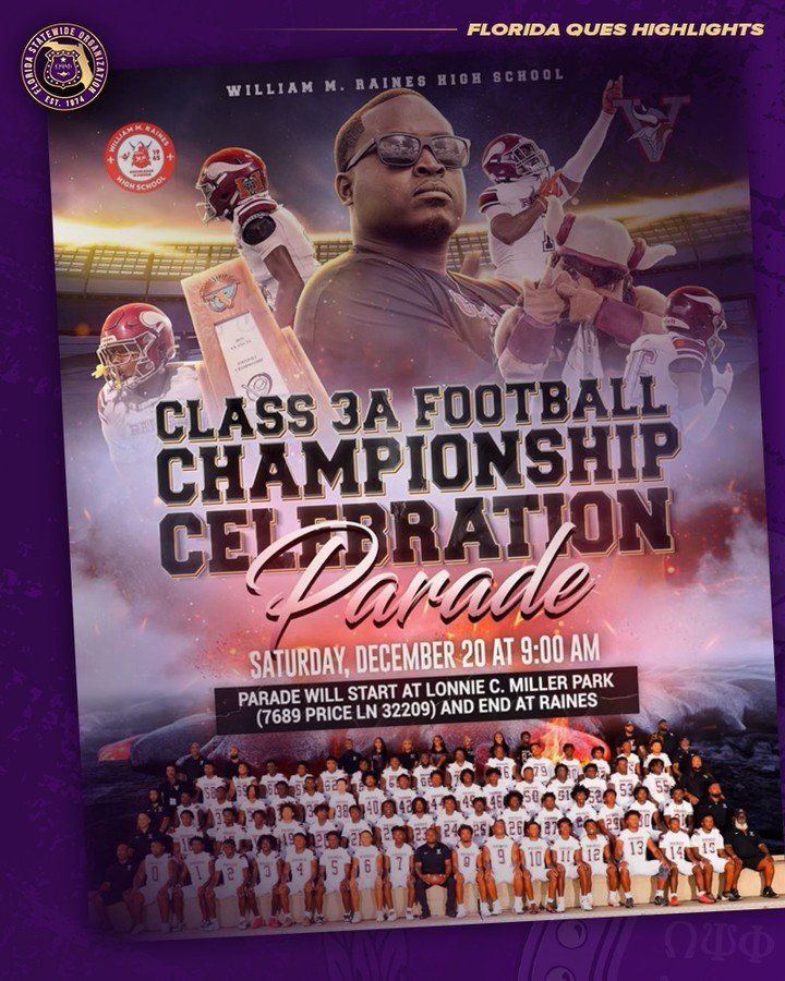 𝐂𝐨𝐧𝐠𝐫𝐚𝐭𝐮𝐥𝐚𝐭𝐢𝐨𝐧𝐬 𝐭𝐨 𝐅𝐥𝐨𝐫𝐢𝐝𝐚&rsquo;𝐬 𝟑𝐀 𝐒𝐭𝐚𝐭𝐞 𝐂𝐡𝐚𝐦𝐩𝐢𝐨𝐧𝐬, 𝐩𝐫𝐨𝐮𝐝𝐥𝐲 𝐥𝐞𝐝 𝐛𝐲 𝐅𝐥𝐨𝐫𝐢𝐝𝐚 𝐐𝐮𝐞𝐬... Head Coach Bro. Donovan Massline (2015, Theta Phi), Defensive Coordinator Bro. Dewayne Butler (2009,