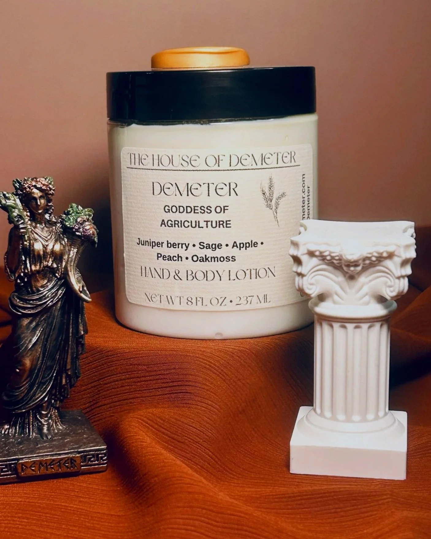 Demeter Body Oil and body and hand Lotion room spray natural blend of juniper berry, sage, apple, peach, oakmoss for soft skin.