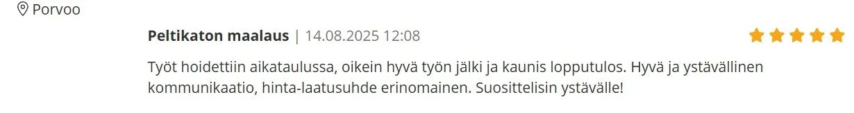 Peltikaton maalaus Porvoossa arvostelu