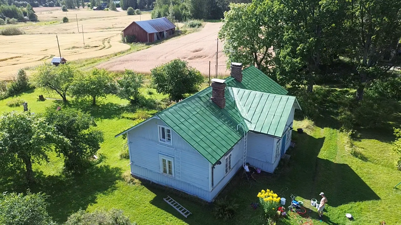 Peltikaton maalaus Porvoo, drone-kuva valmiista kohteesta