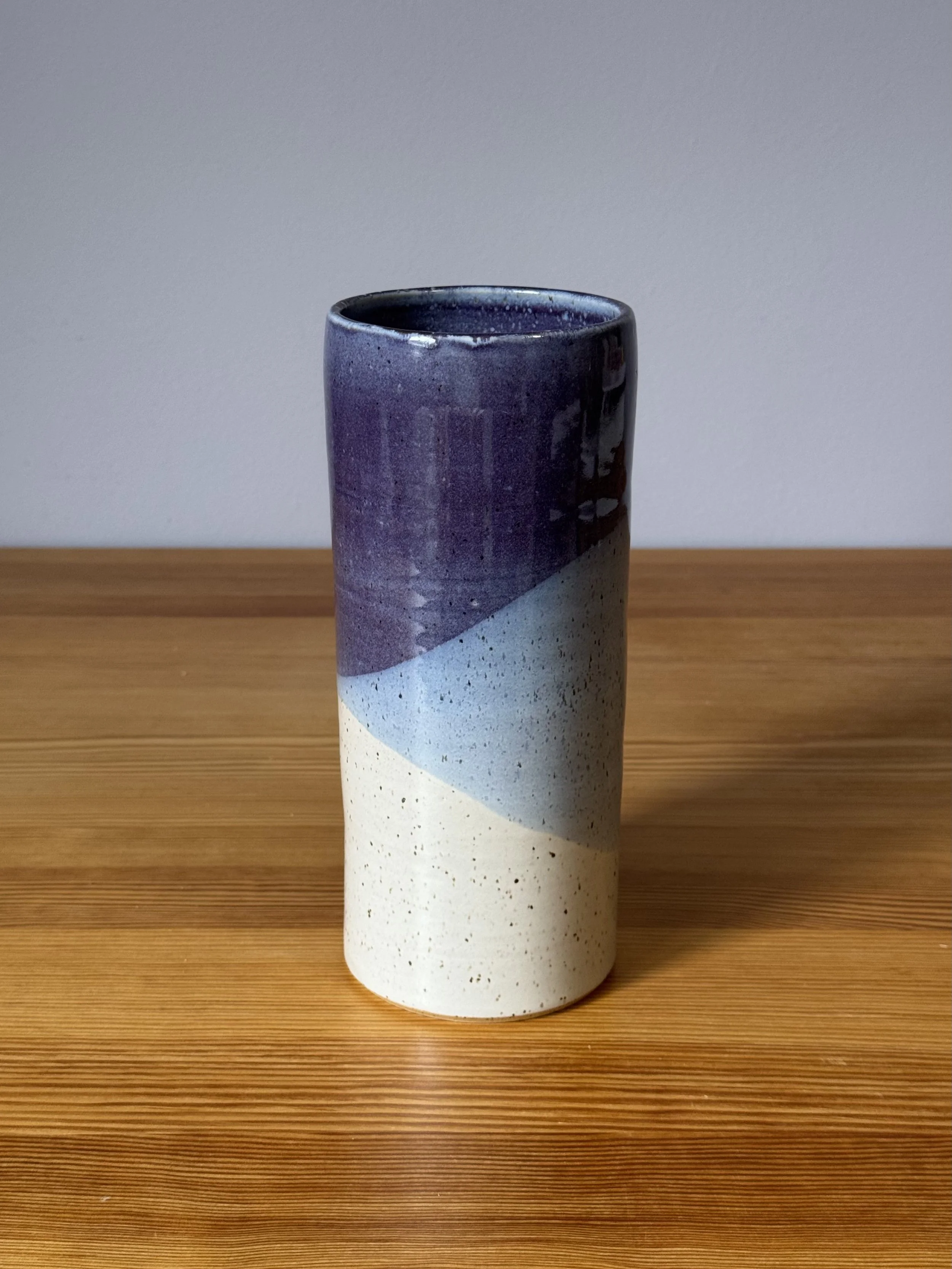 Purple and White Cylinder Vase - speckled white, blue, purple.jpeg