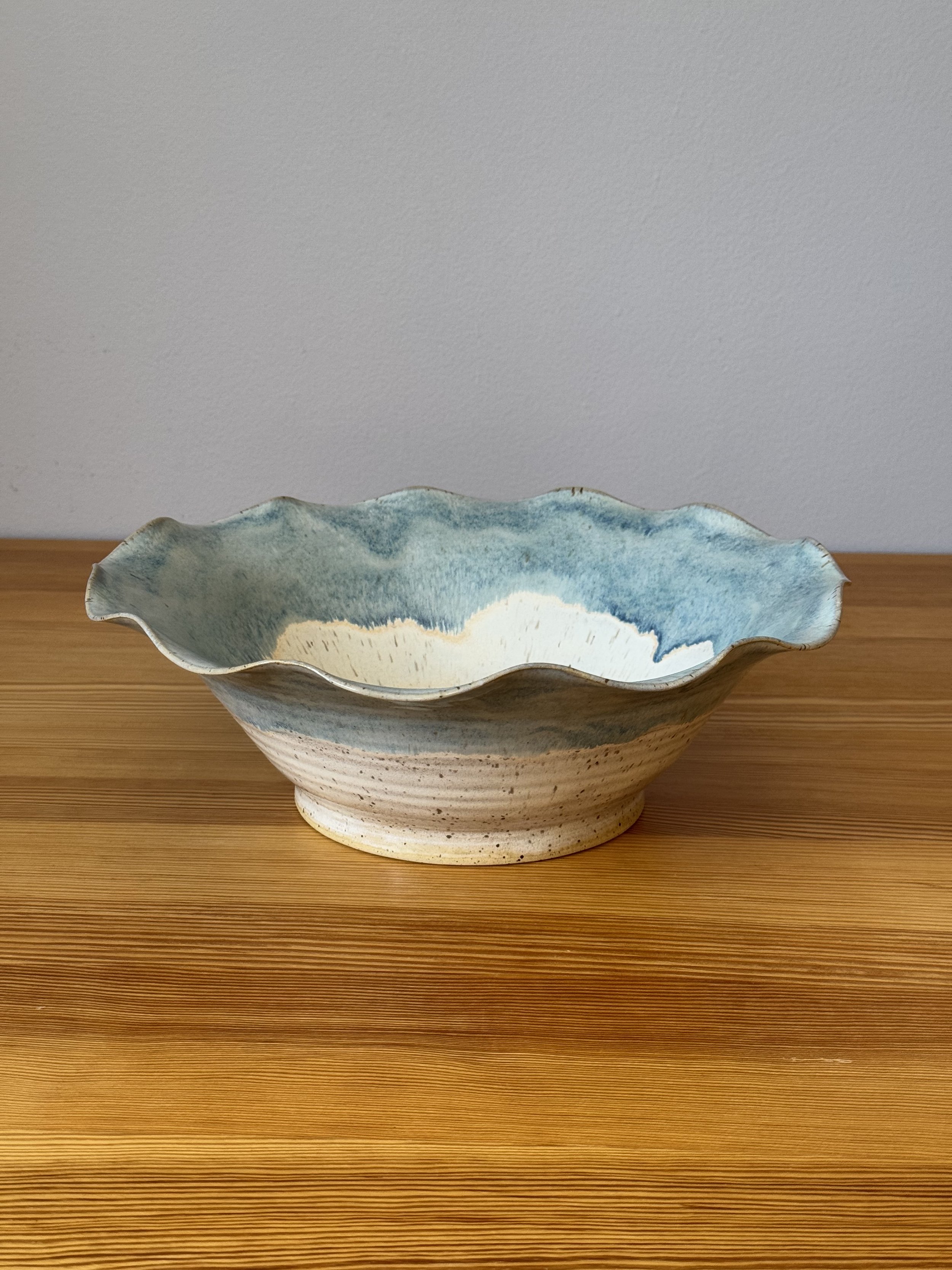 Coastal Blue Large Ruffle Bowl