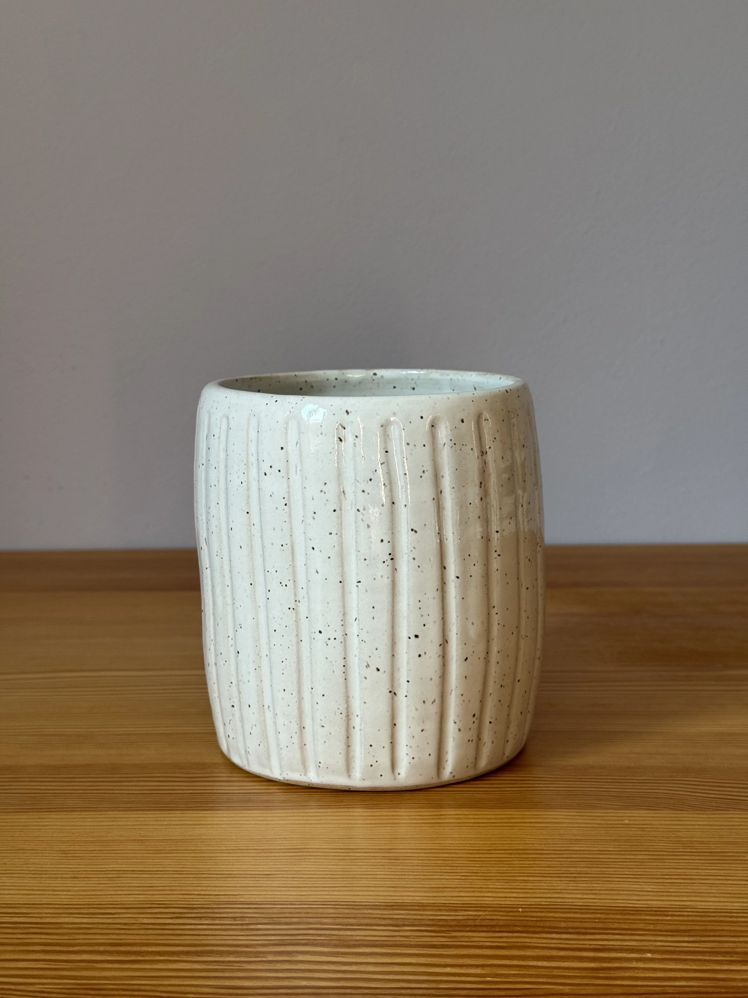 Utensil Canister - Speckled White - handcarved.jpeg