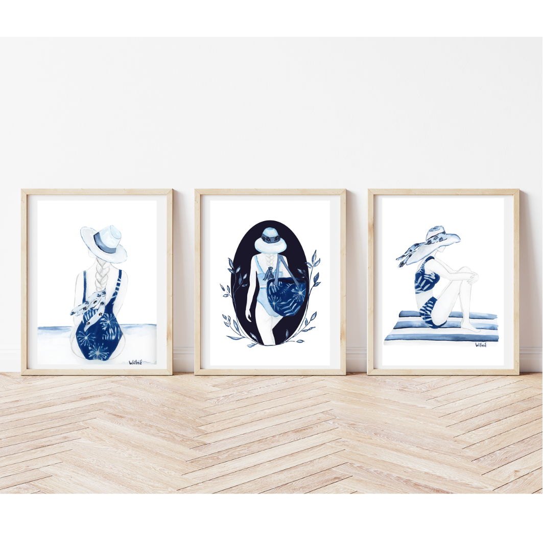 Navy watercolor nautical art prints