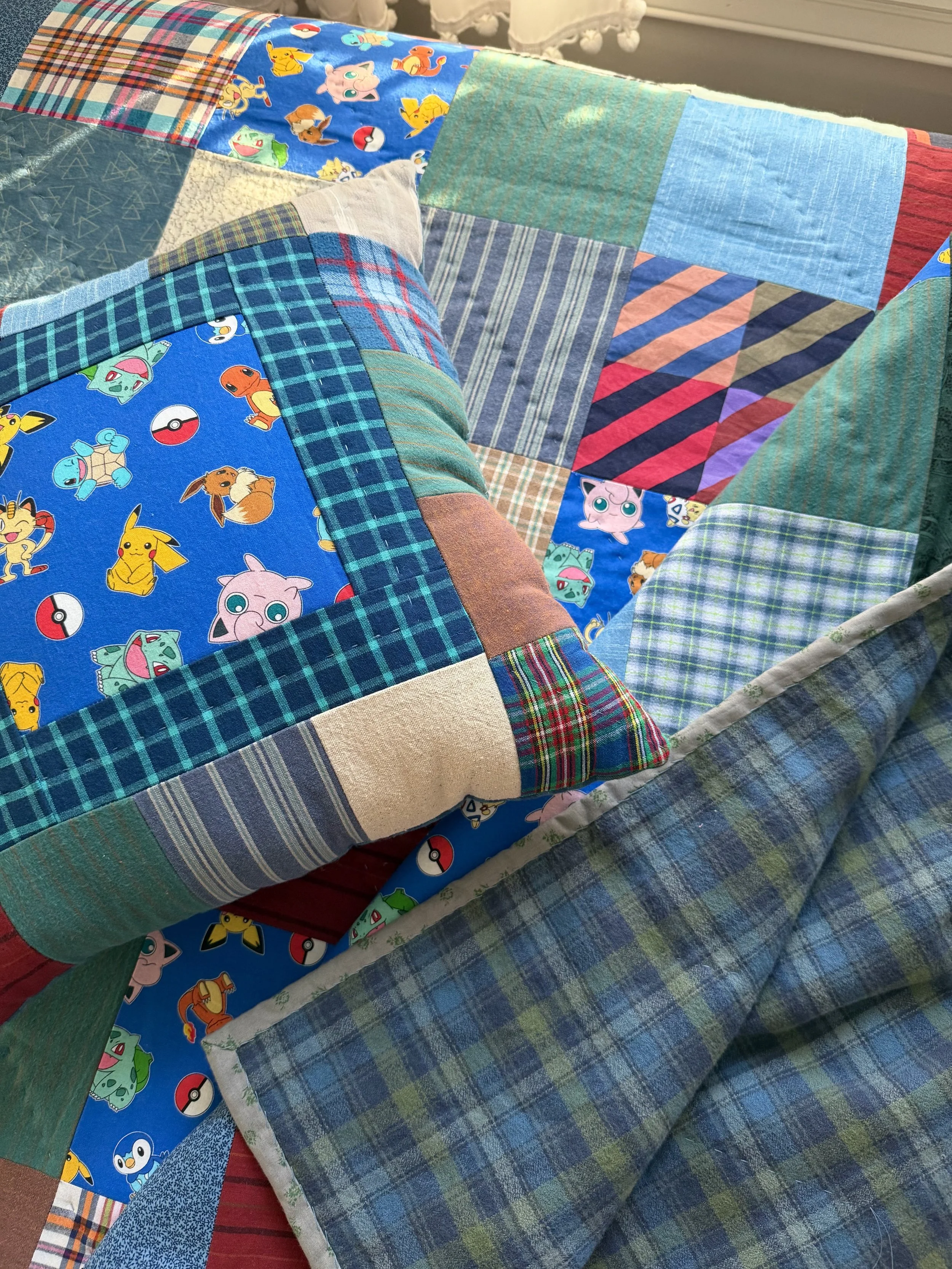 bespoke quilt | pikachu & plaid