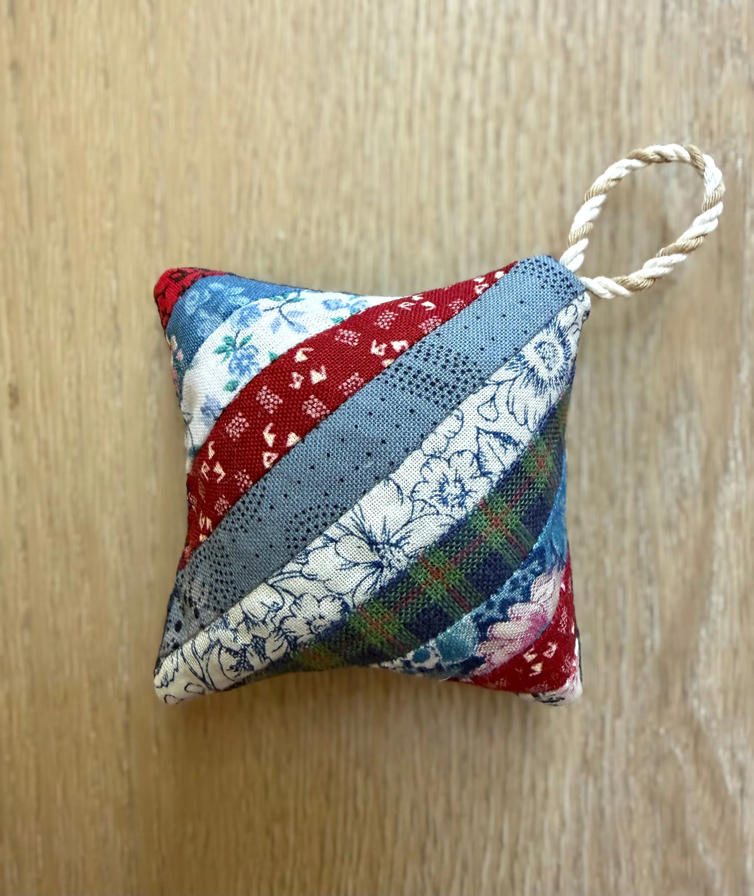 blue & red stripe | patchwork sachet
