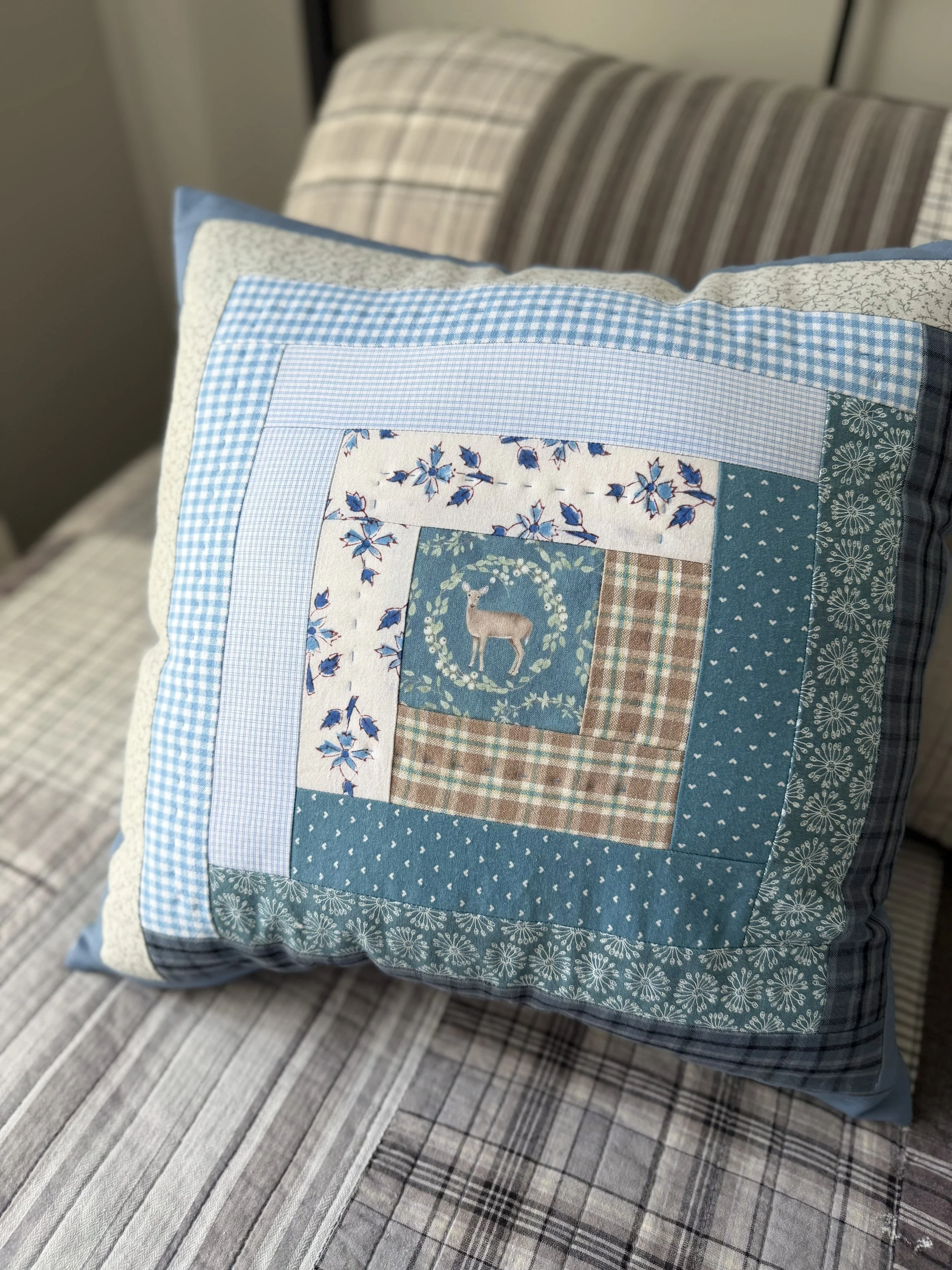 breezy the deer | patchwork throw pillow