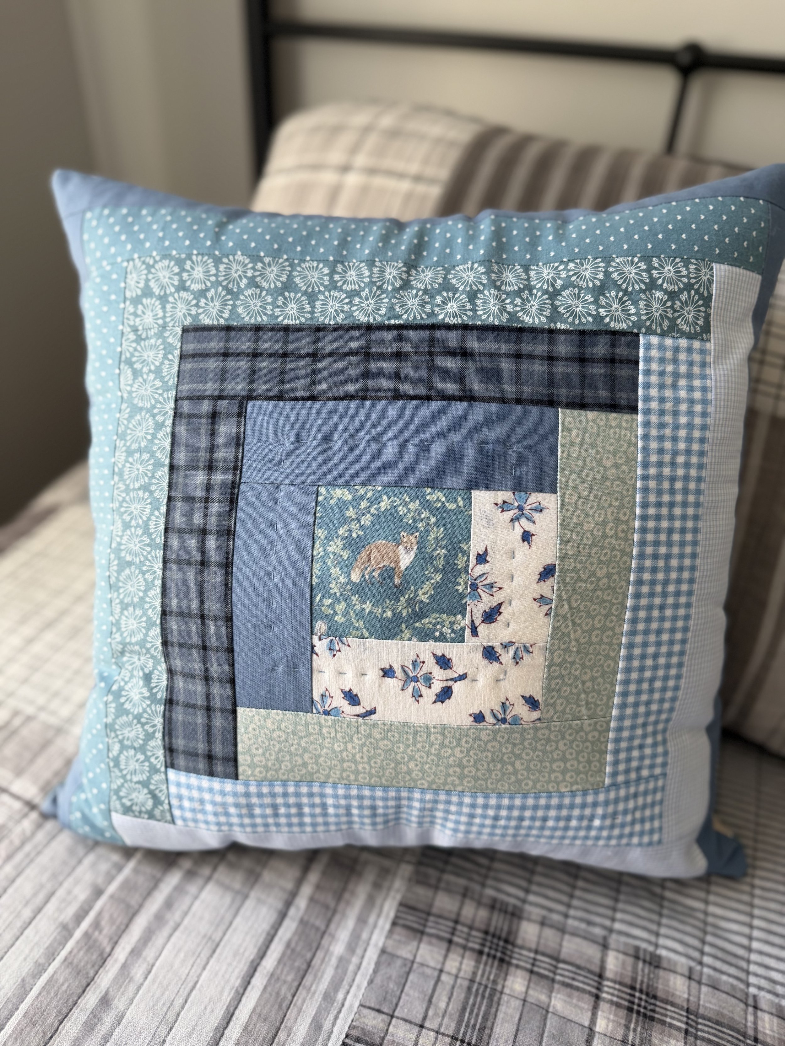 tod the fox | patchwork throw pillow