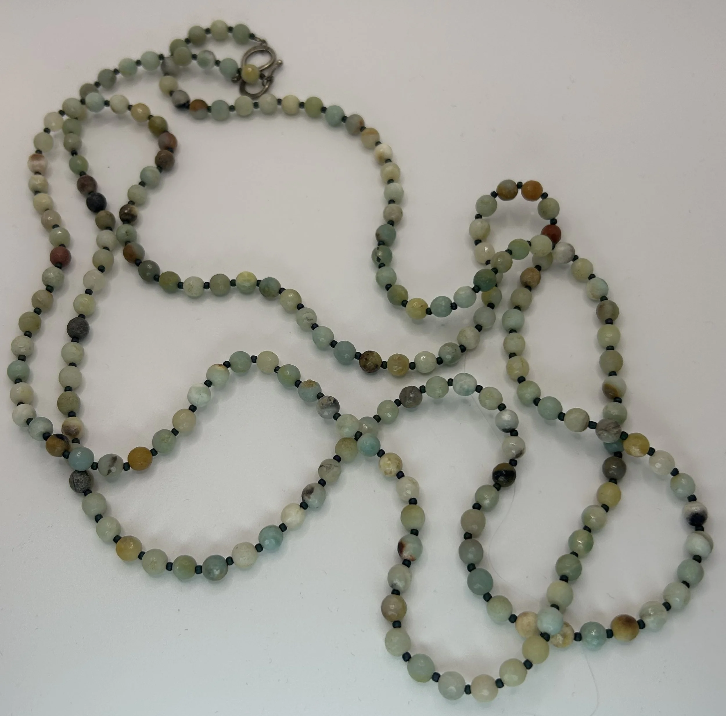 Long Multicolored Agate Beaded Necklace