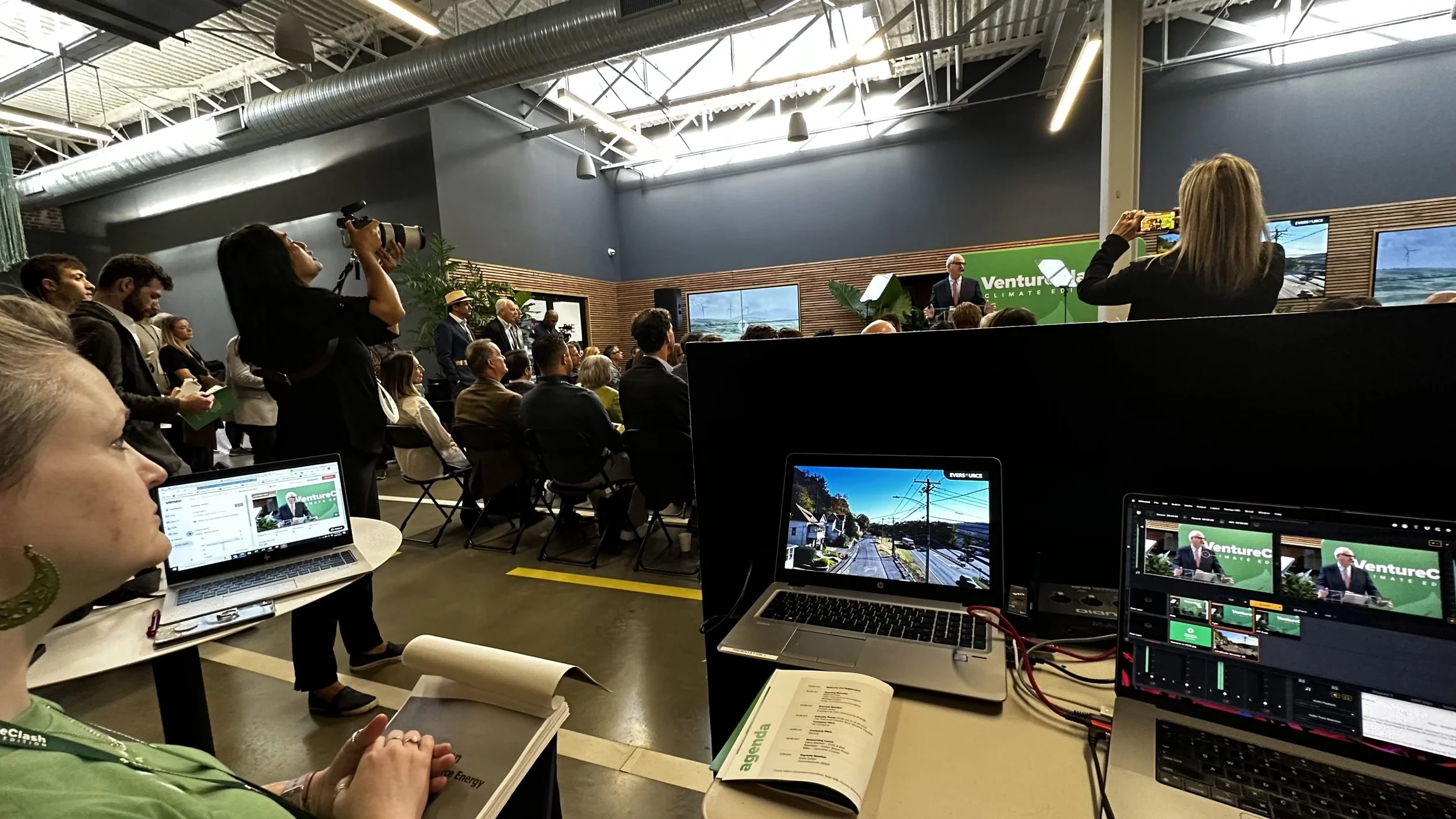 AV breakout room with live video control and stream switching setup for corporate presentation