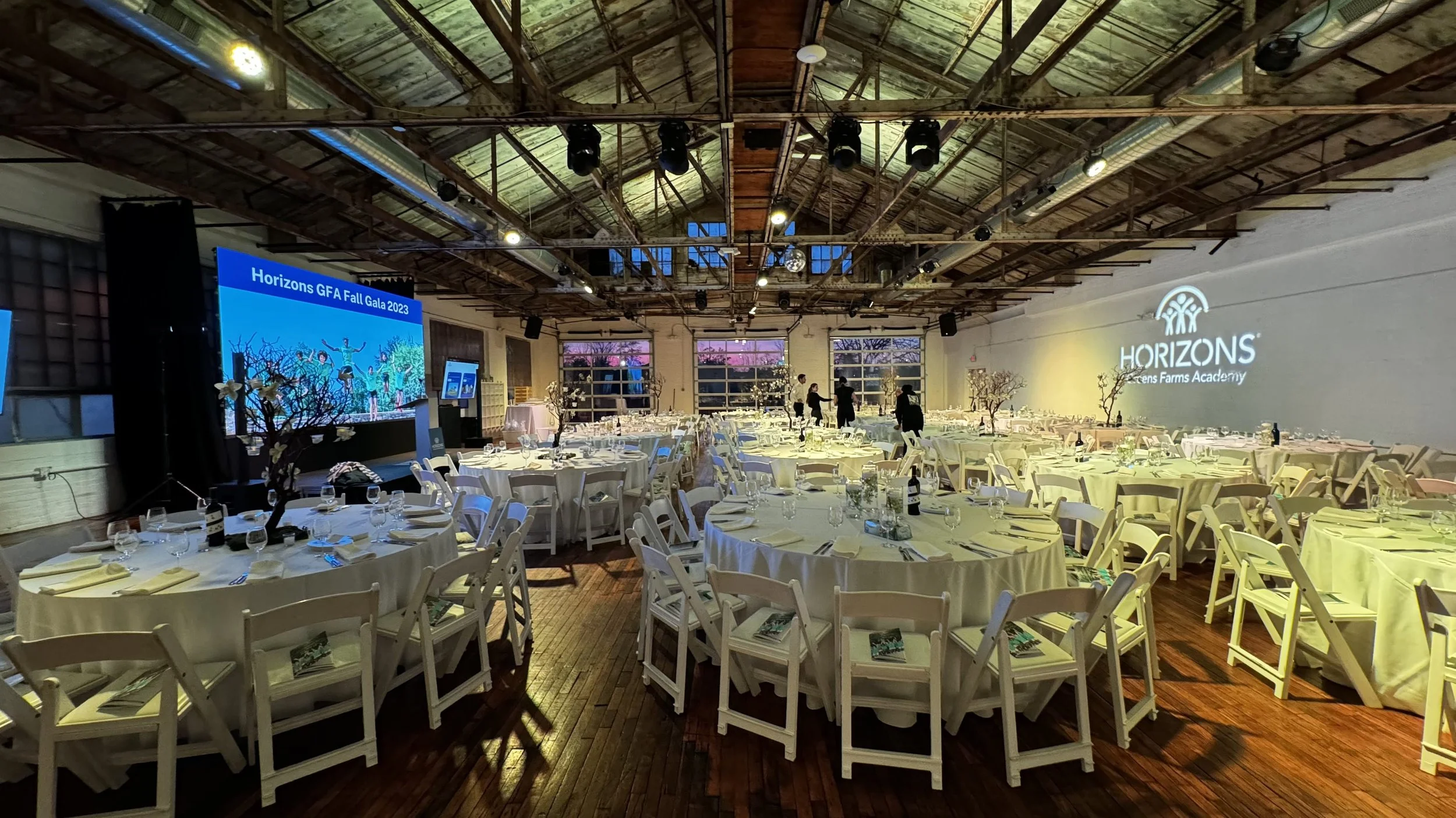 LED walls and AV staging for Horizons GFA fundraiser at The Knowlton