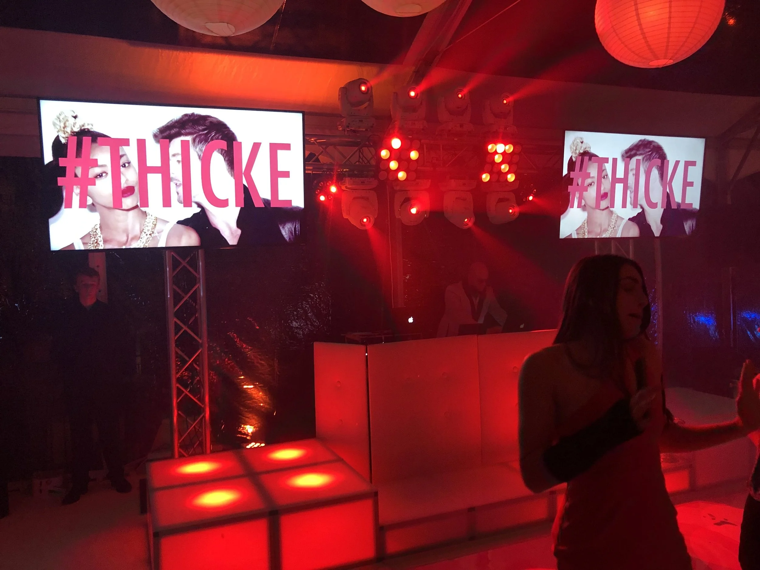 LED wall and DJ booth with custom video content at bar mitzvah dance floor