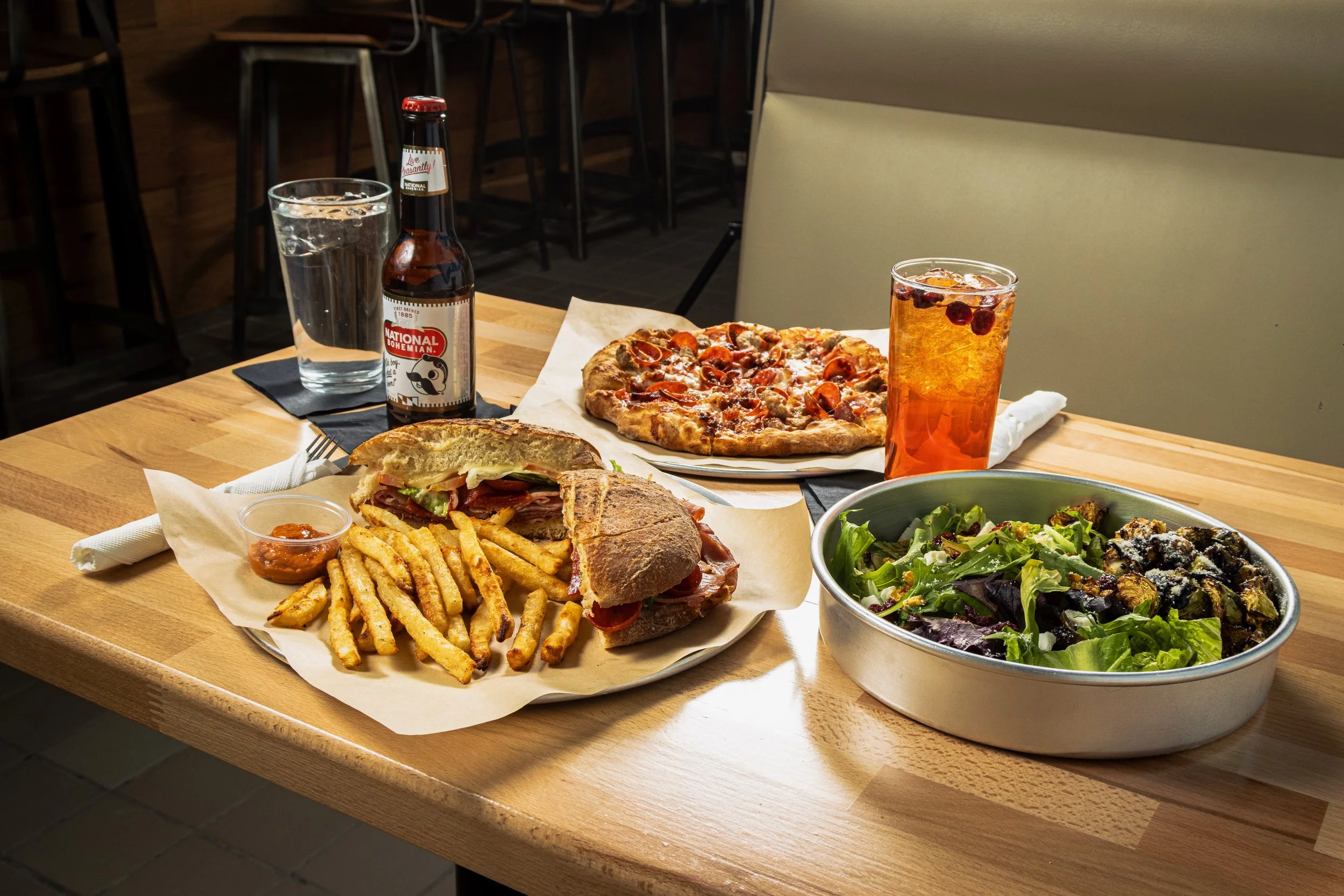 full meal at Westminster Kechy pizza