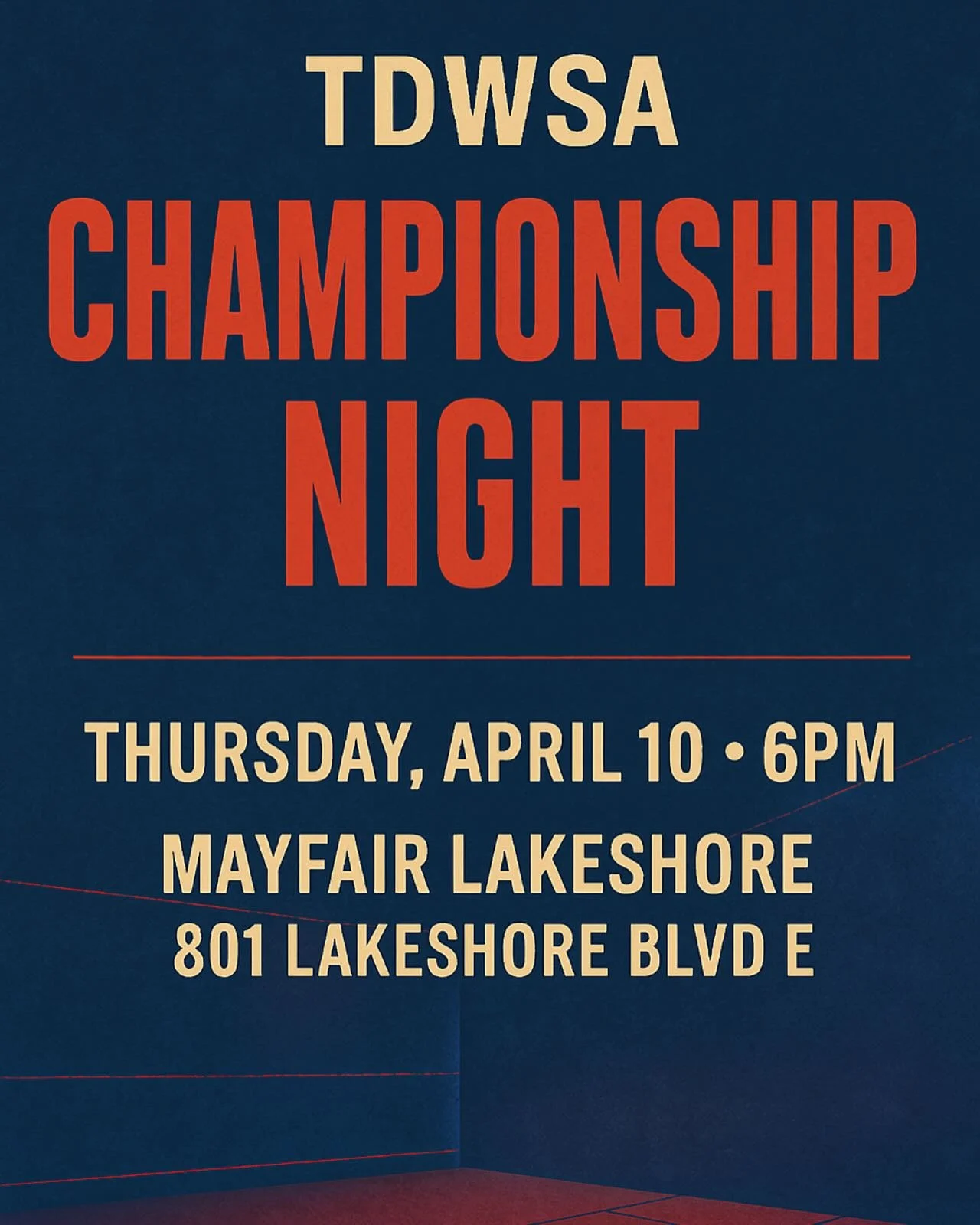It&rsquo;s that time of year again &mdash; championship night is around the corner!
After a fierce season, we&rsquo;re ready to crown the 2024/25 TDWSA Champs in all four divisions!

Thursday, April 10
Mayfair Lakeshore (801 Lakeshore Blvd E)
6PM - 3
