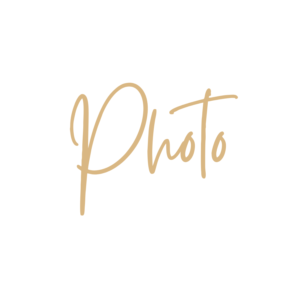 The image features a black background with the word 'Photo' written in elegant, gold cursive font in the center.