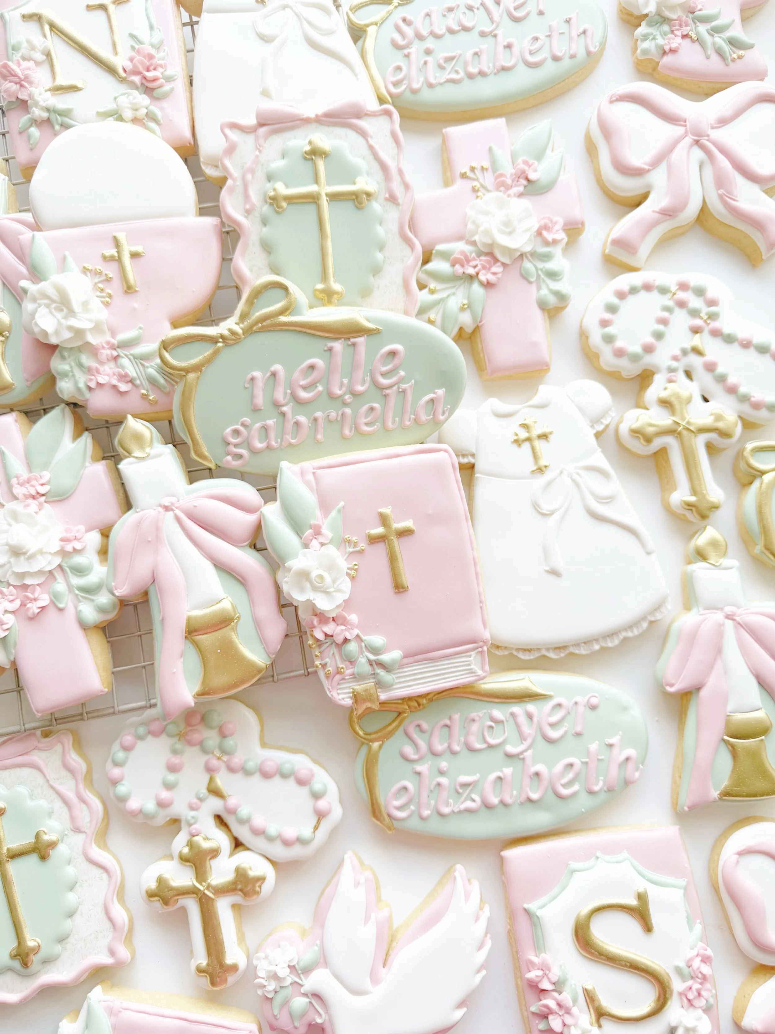 Baptism cookies for Sawyer &amp; Nelle 🩷

#baptismcookies #firstcommunioncookies #baptism #cookiesofinstagram #metrodetroit