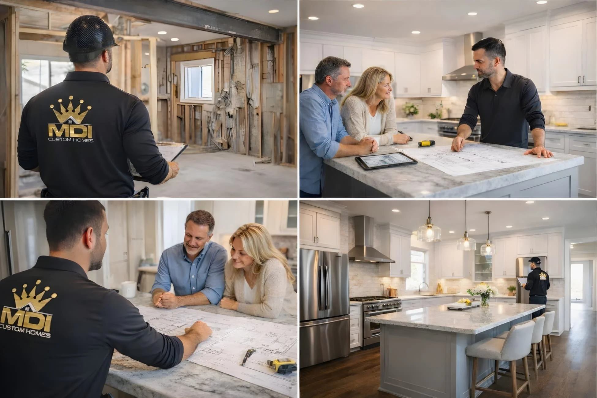 Licensed kitchen contractor managing a structural kitchen renovation from framing and design-build planning through completed construction