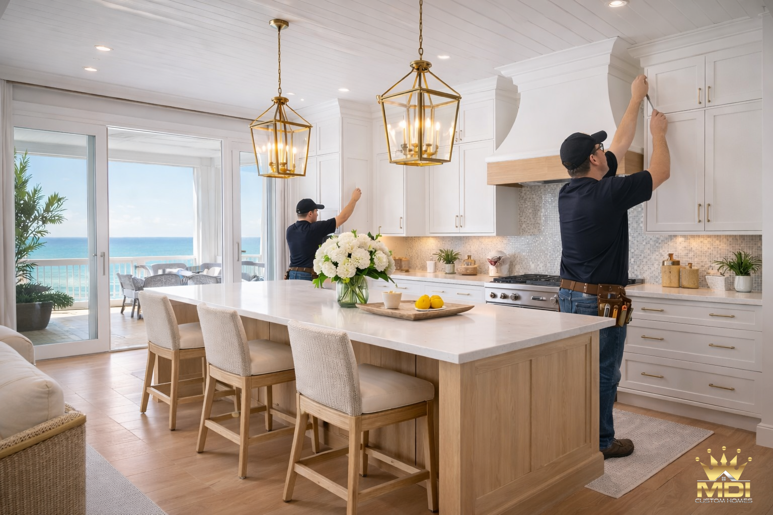 Luxury kitchen nearing completion with final detailing performed as part of a professionally managed whole-home renovation
