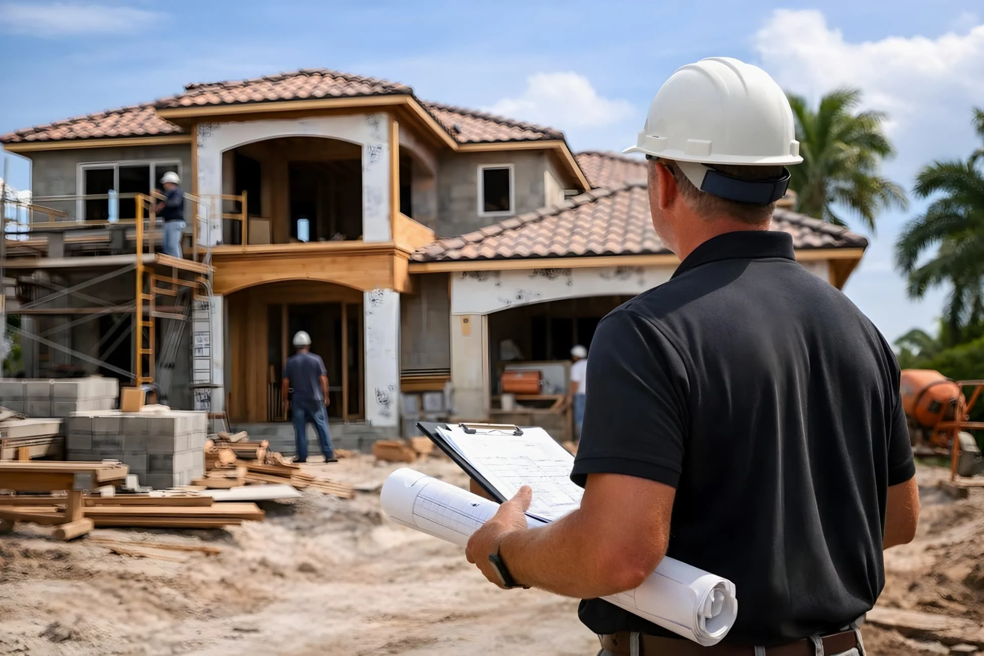 Licensed general contractor overseeing a custom home construction project in Pinellas County, Florida