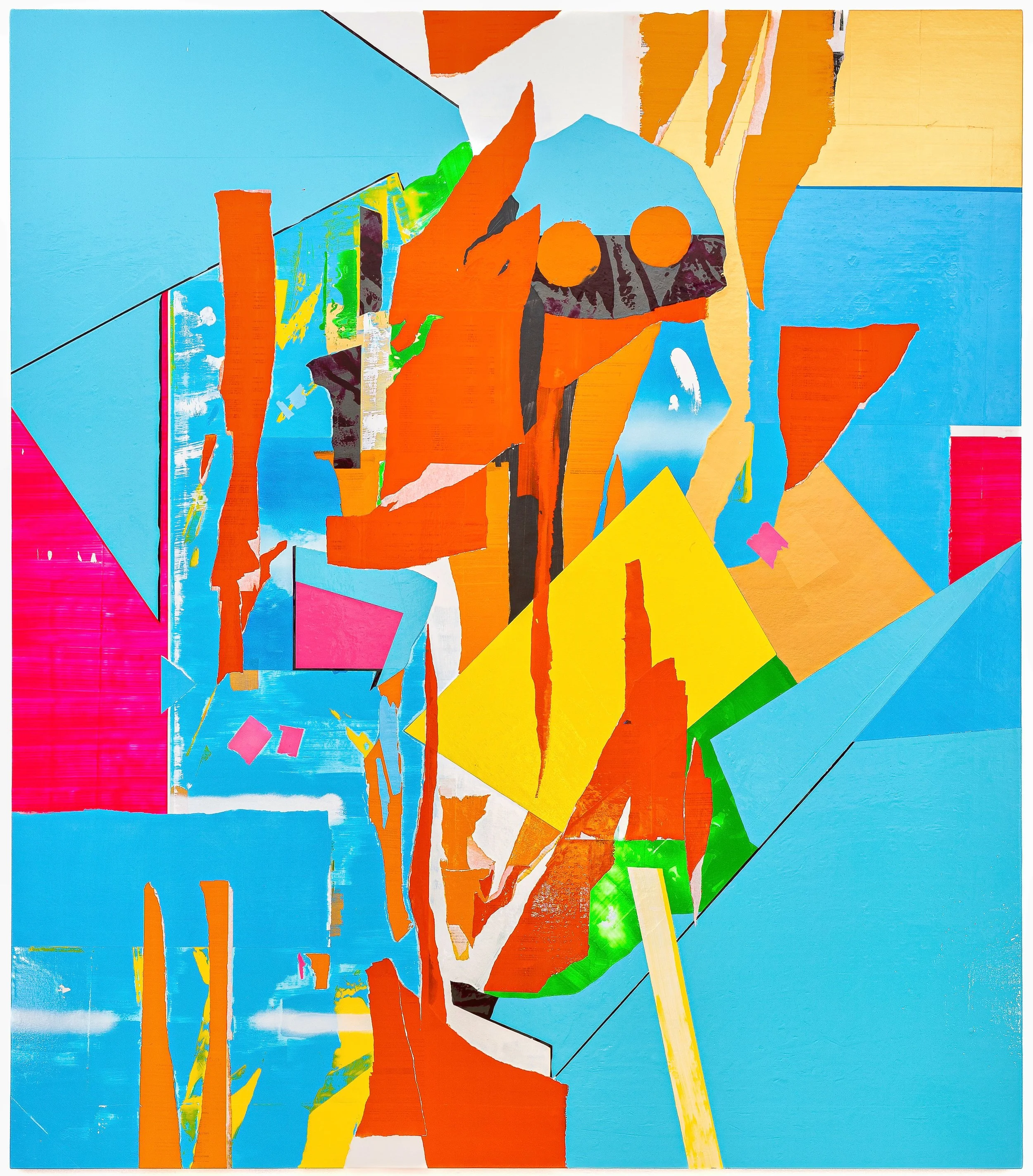 Hongbin Kim, Urban Palimpsest 24-01-39, 2024, Acrylic and paper on canvas, 80 x 70” (203.2 x 177.8 cm)