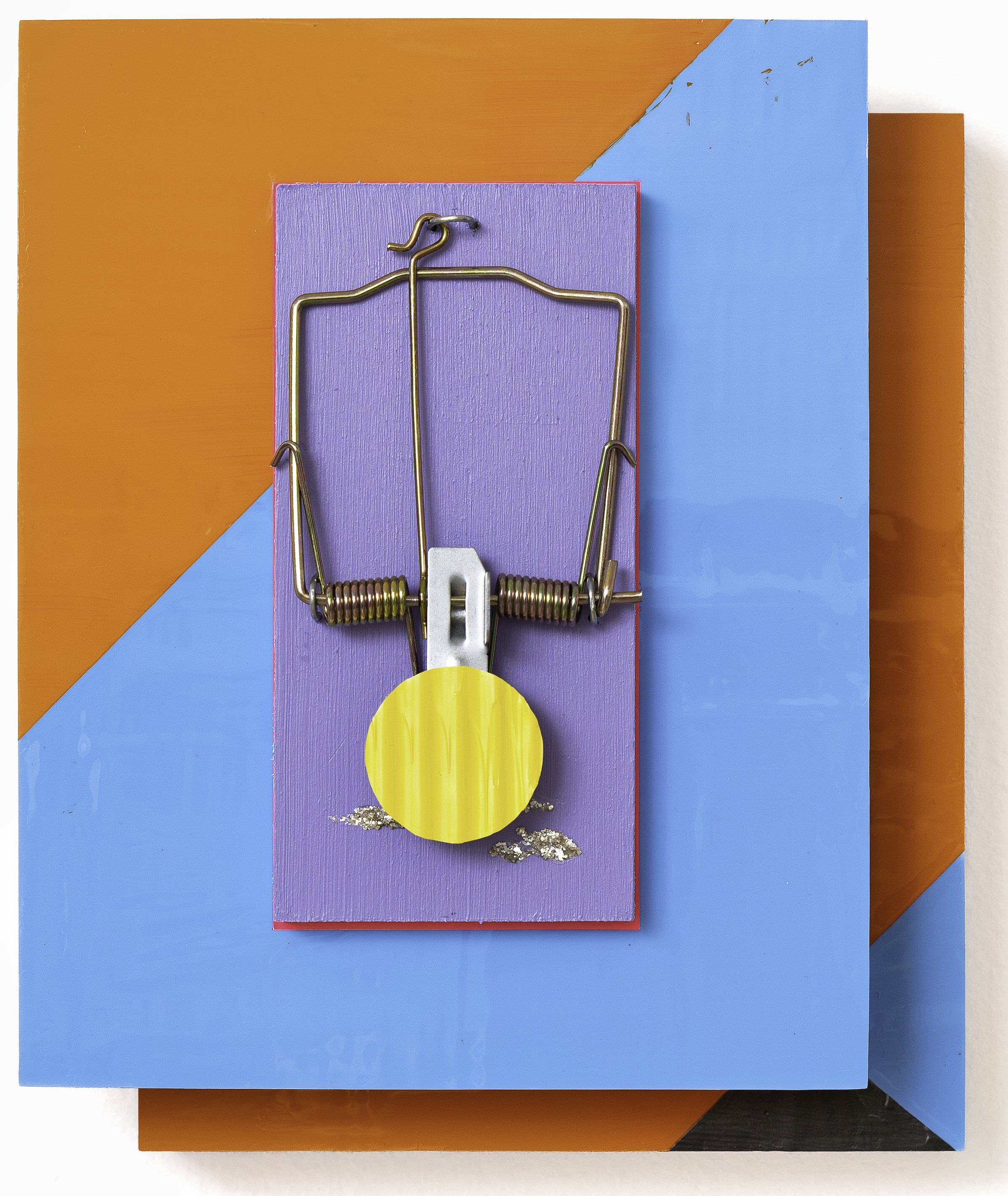 Hongbin Kim, I Wish I Was a Squirrel 24-03-04, 2024, Acrylic on wood panel and a mousetrap, 10.5 x 9 x 3" (26.7 x 22.9 x 7.6 cm)